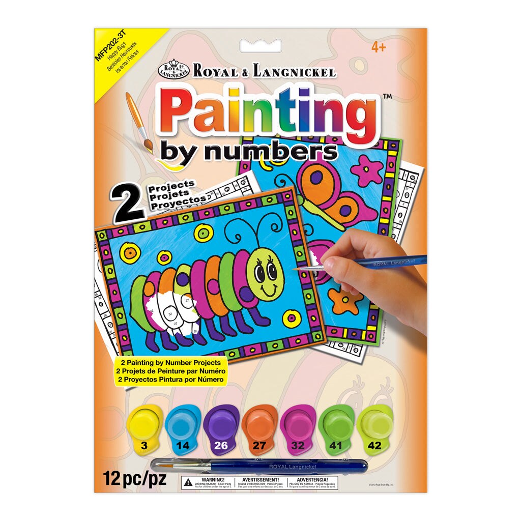 MFP202 | Painting by numbers™ Children's 12pc 8.75" x 11.75" Happy Bugs Painting Project 2-Pack