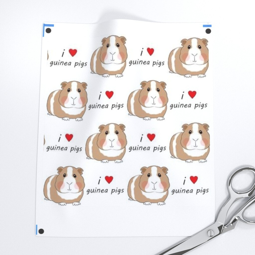 Love Guinea Pigs Brown Cute Pig Animal Adorable Red Heart Pets Custom Printed Fabric by Spoonflower Various Fabrics by the Yard or Fat Quarter