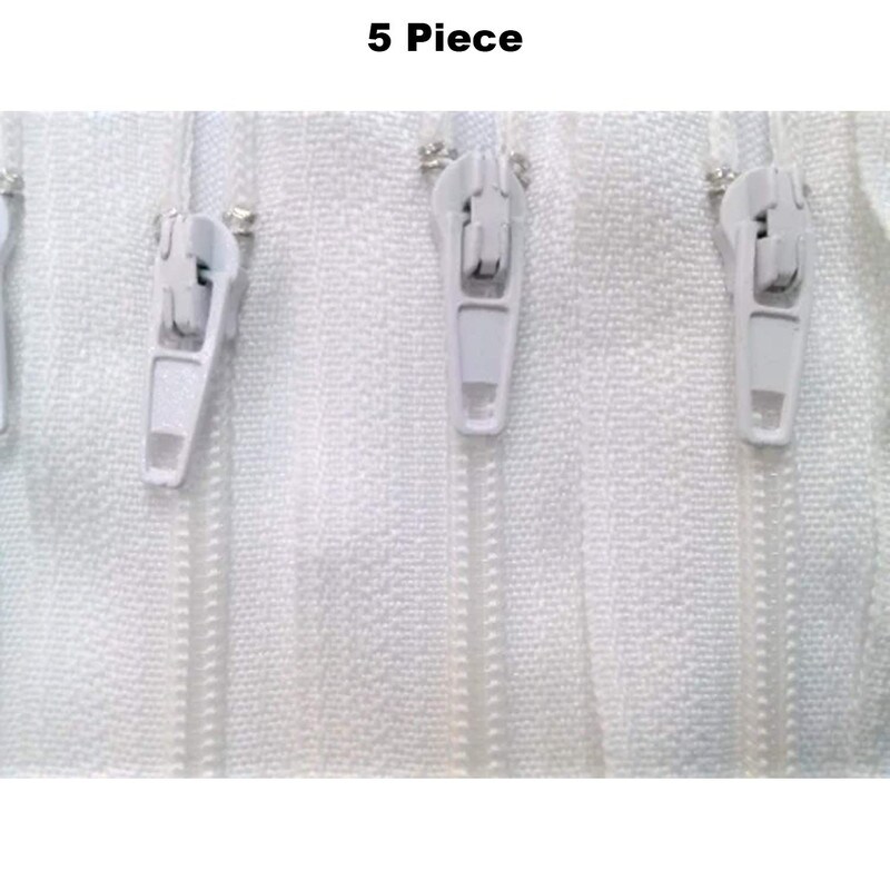 White Generic Nylon Zippers #3 Coil Closed Bottom