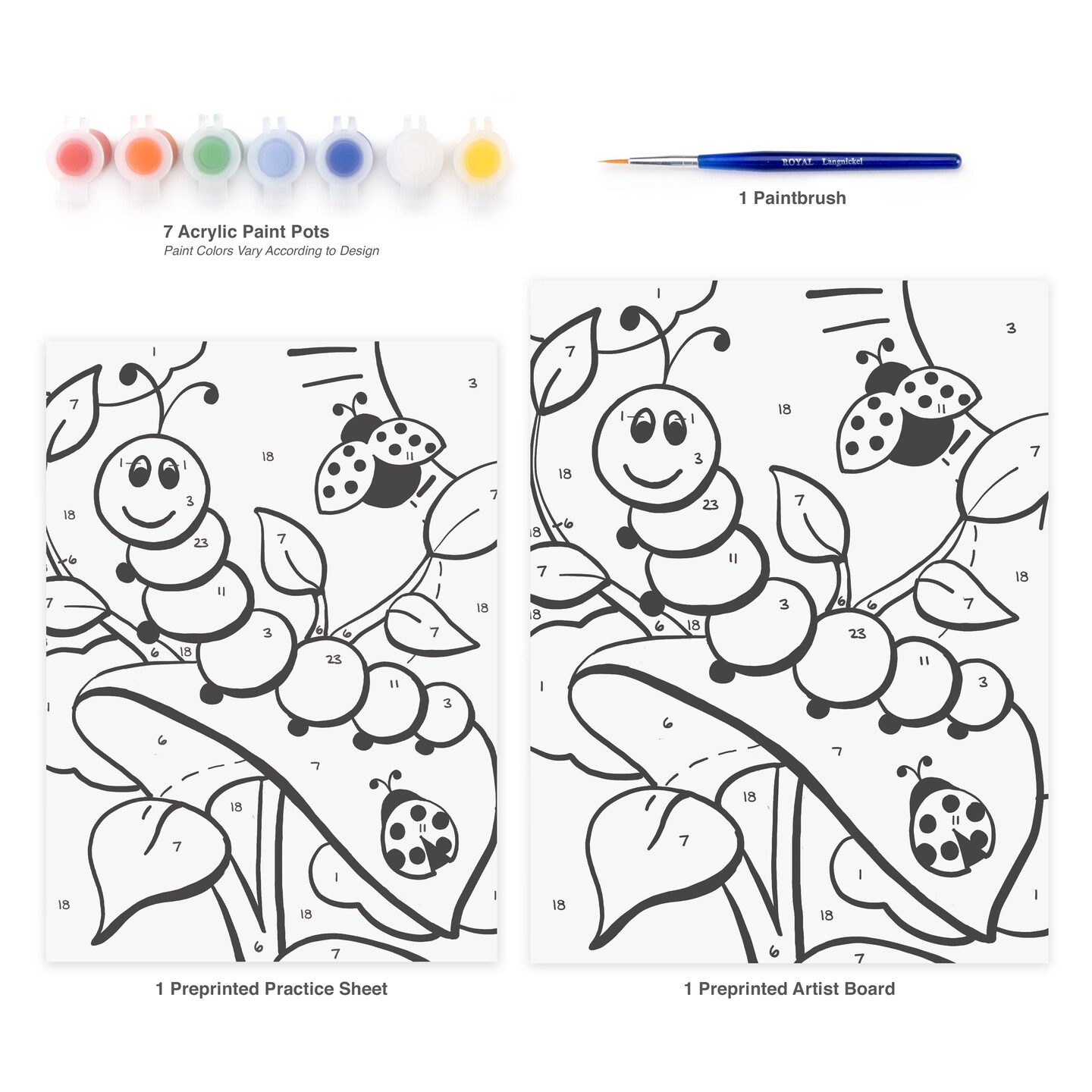 MFP23 | Painting by numbers&#x2122; Children&#x27;s 10pc 8.75&#x22; x 11.75&#x22; Caterpillar &#x26; Ladybug Painting Project