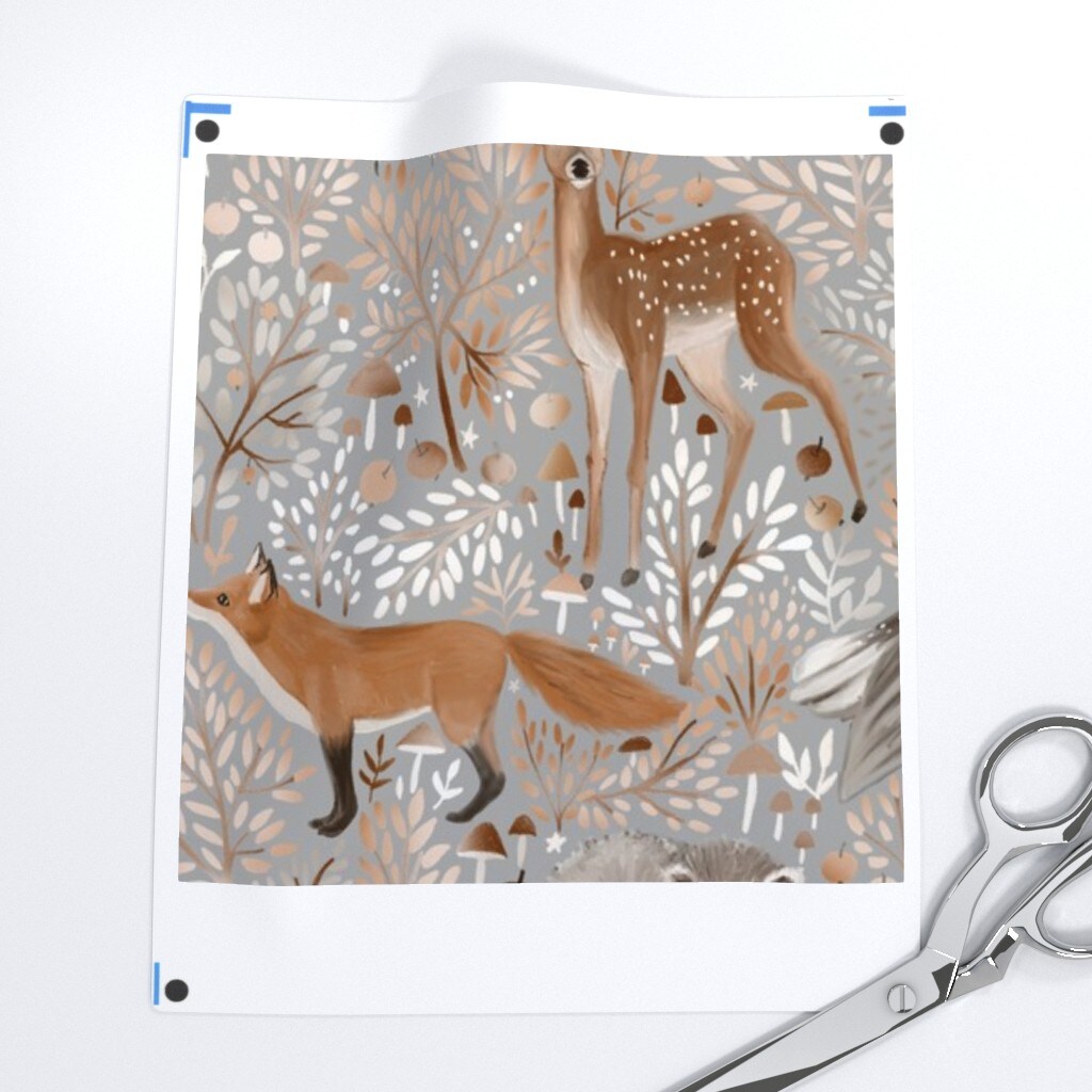 Nature Deer Forest Woodland Owl Wild Animals Whimsical Neutral Fox Gender Raccoon Cute Leaf Custom Printed Fabric by Spoonflower Various Fabrics by the Yard or Fat Quarter