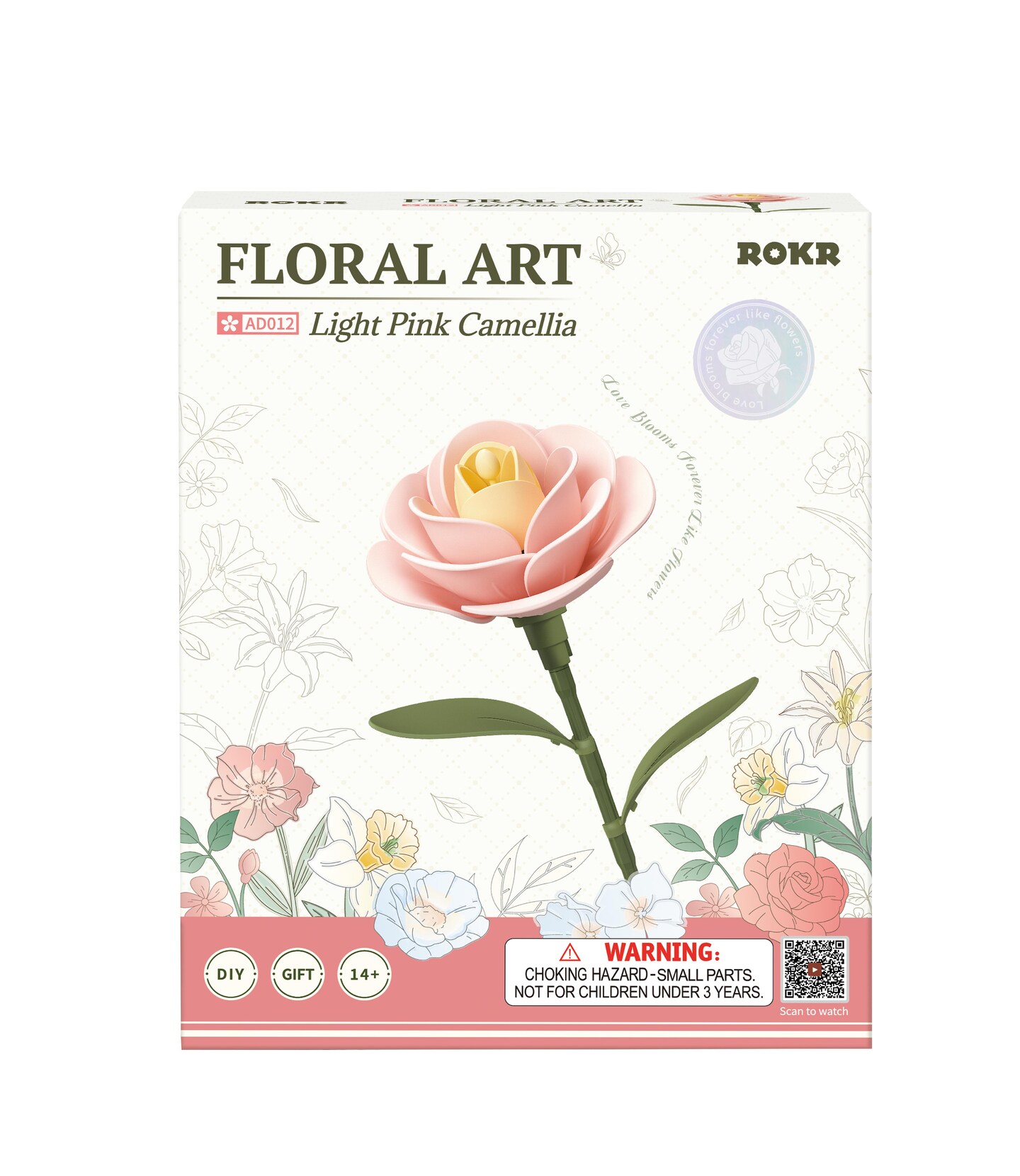 ROKR Floral Art Series -Light Pink Camellia Single Flower AD012