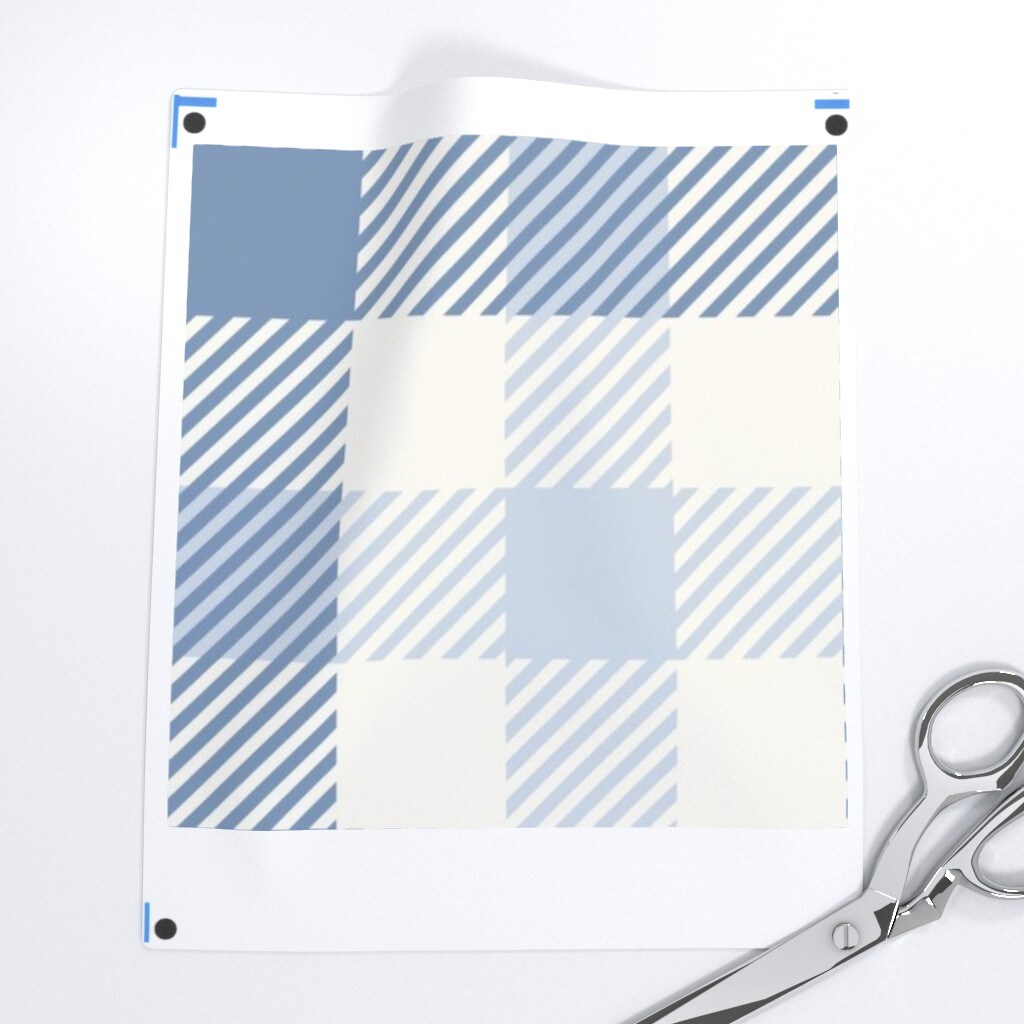 Cottagecore Gingham Spring Check Crosshatch Plaid Cottage Preppy Nursery Blue Windowpane Check Farmhouse Rustic Country Stripe Custom Printed Fabric by Spoonflower Various Fabrics by the Yard or Fat Quarter