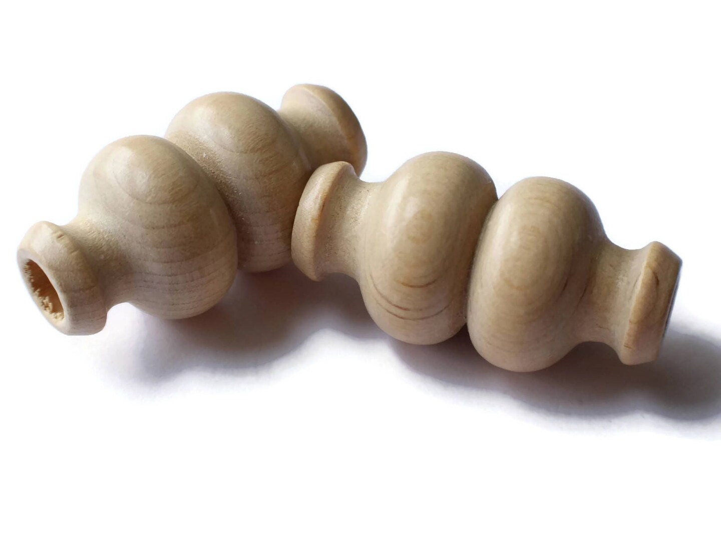 50mm Light Brown Natural Large Fancy Tube Vintage Wooden Macrame Beads