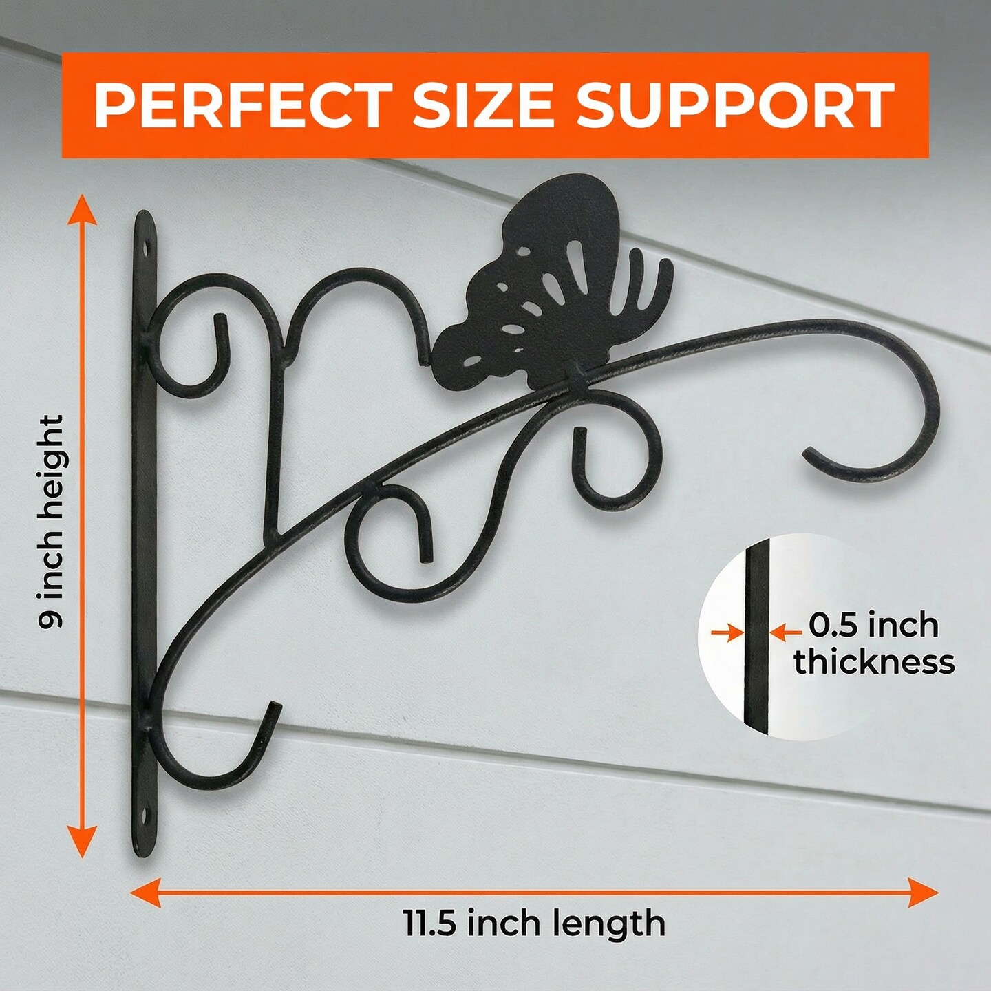 Scroll-Design Metal Wall Bracket for Hanging Accessories and Flowerpots for Indoor & Outdoor Use