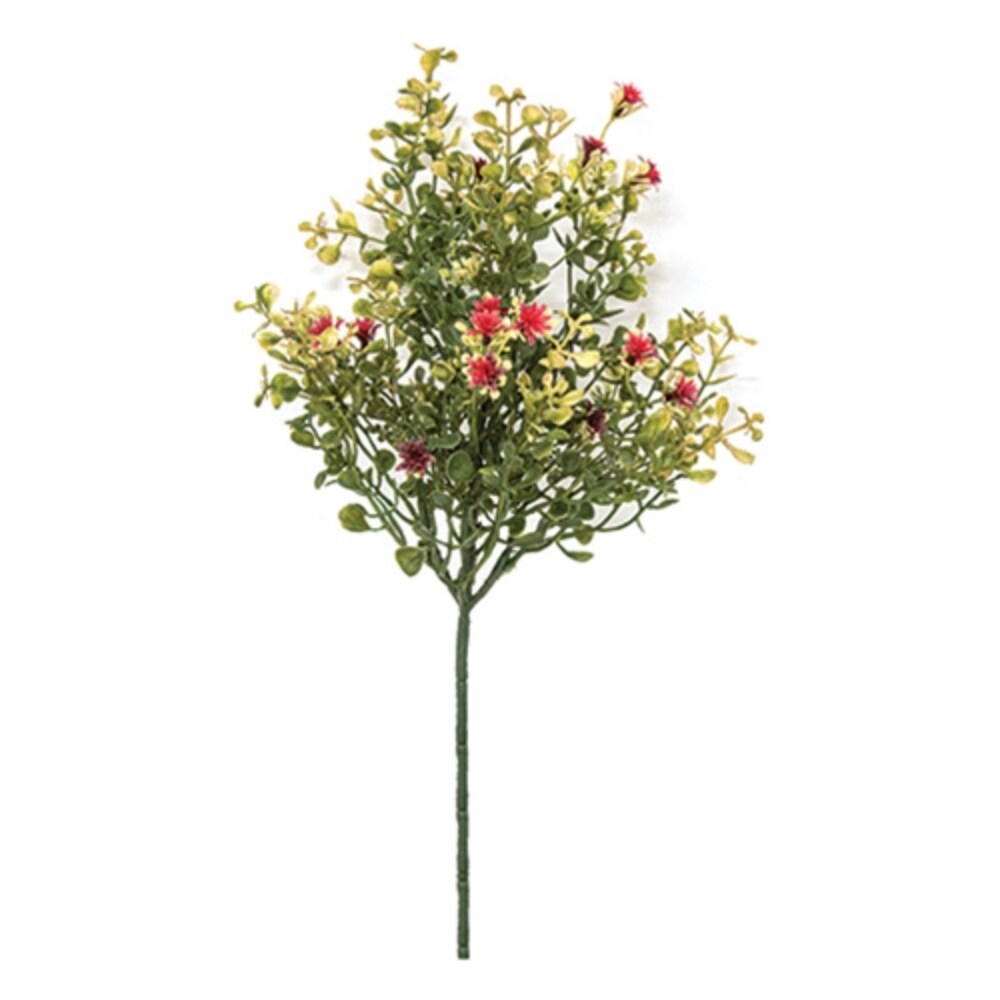 Green-Red Ruby Buds and Grass Pick for Rustic Autumn Decor