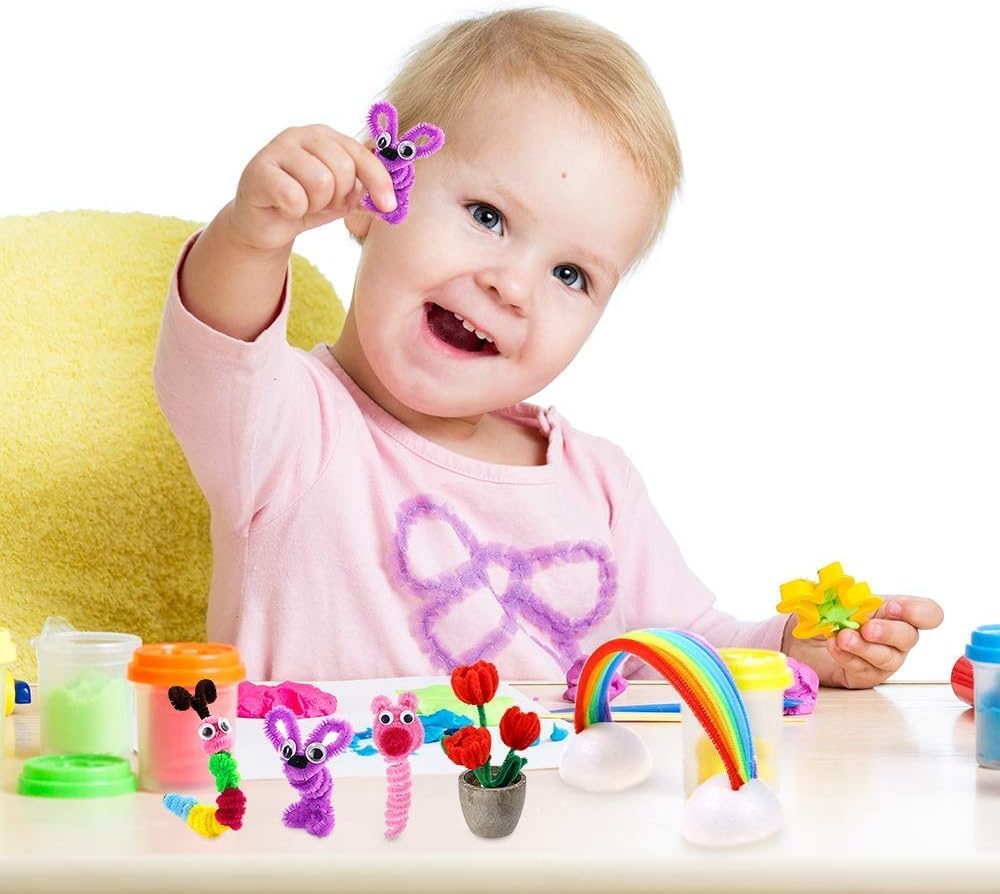 1000 Pieces Pipe Cleaners Assorted 20 Colors Chenille Stems Bulk for Kids