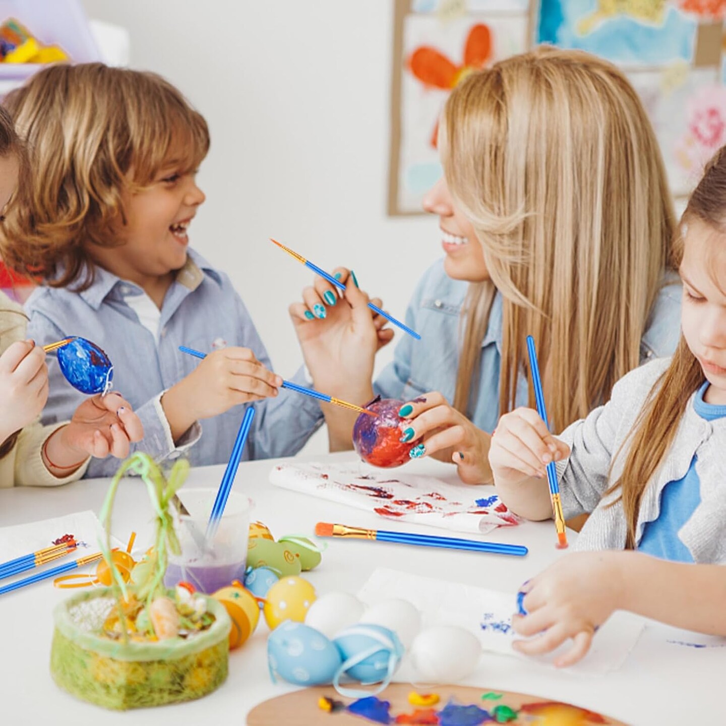 Paint Brushes Palette Set,24 Pack/240Pcs Acrylic Paint Brushes and 24 Palettes