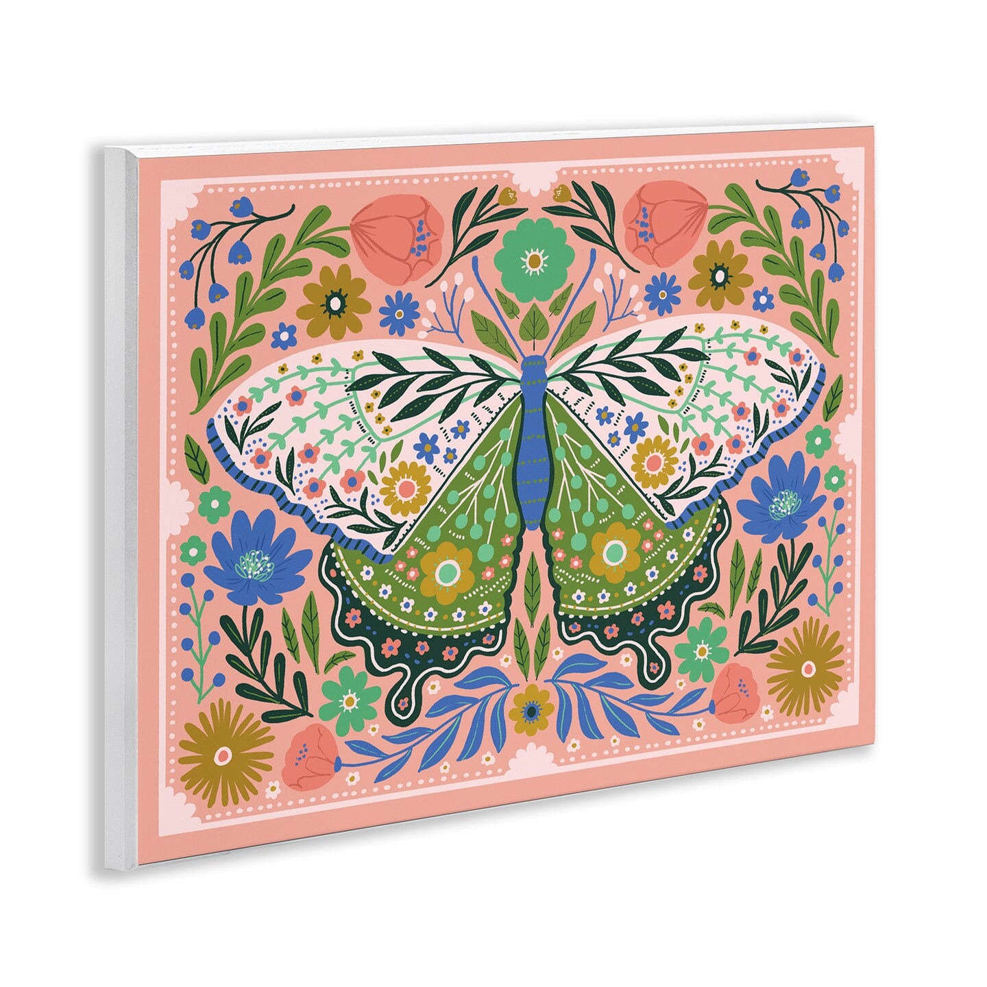 Stupell Industries Folk Inspired Floral Moth Wall Plaque By Loni Harris