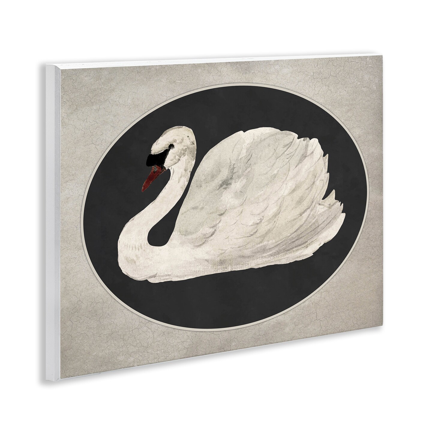 Stupell Industries Vintage Swan in Rounded Oval Wall Plaque By Lettered and Lined