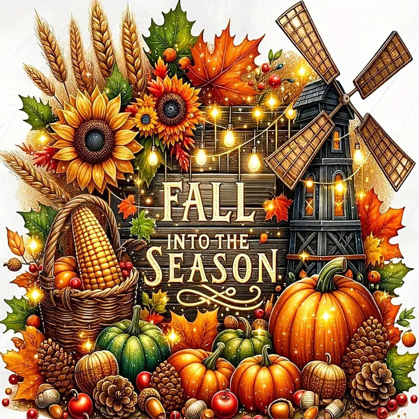 Pumpkin Sunflower Leaf Diamond Art Kits for Adults