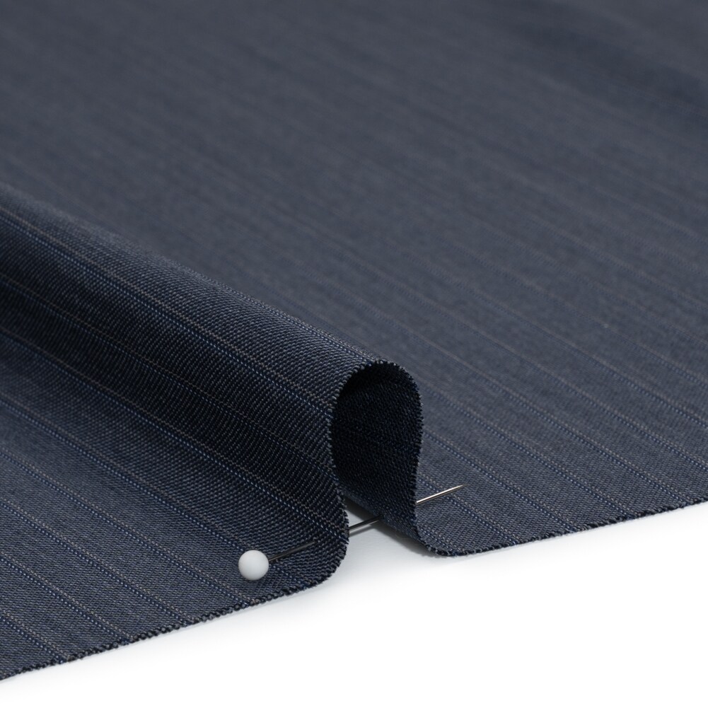 1 Yard Blue Gray and White Shadow Stripes Super 150 Wool Suiting Made in Italy Deadstock 58 Inches Width