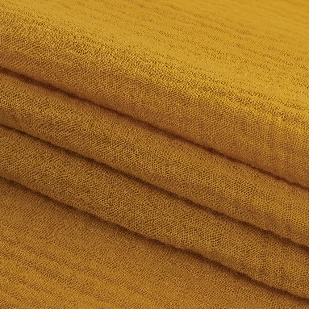 1 Yard Gamboge Double Cotton Gauze Fabric Lightweight Soft Breathable Apparel Material 50 inch Width