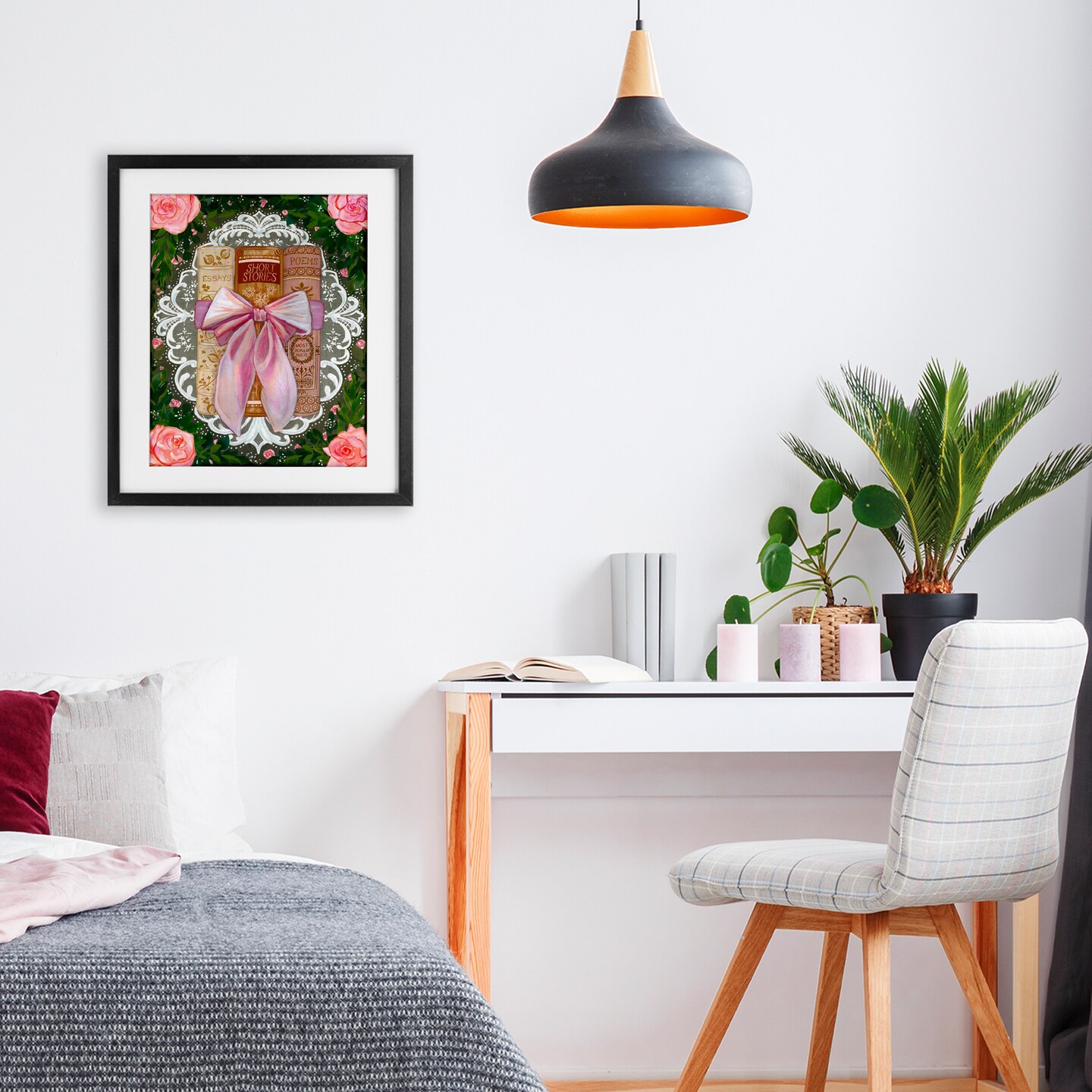 Stupell Industries Romantic Books with Lace Framed Print Under Glass, design by Glad You're Here Co.