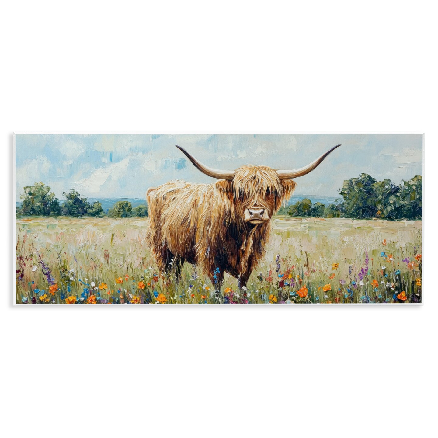 Stupell Industries Highland Cow Meadow Wall Plaque, design by Petal Prints Design