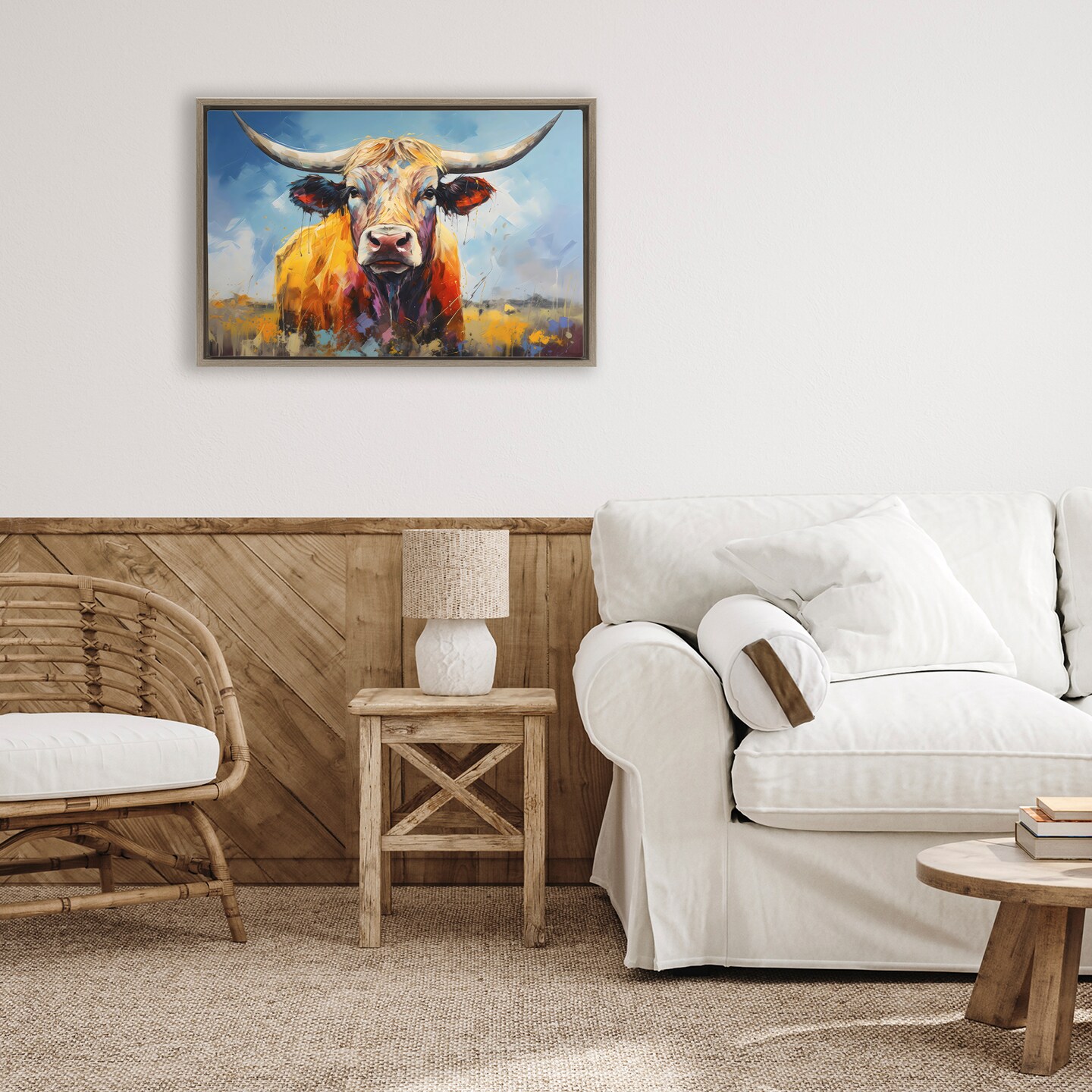 Stupell Industries Moody Longhorn Portrait Floating Frame, design by LSR Creative Studio
