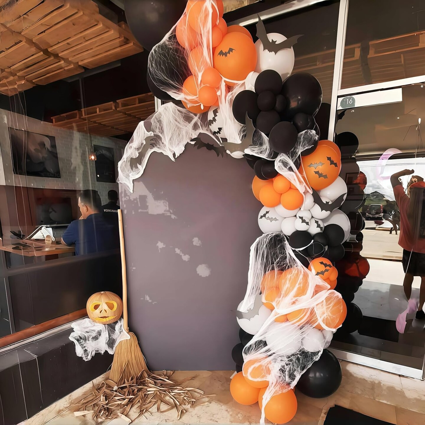 Halloween Boo Latex Balloon Arch Garland Kit (Orange Black White)