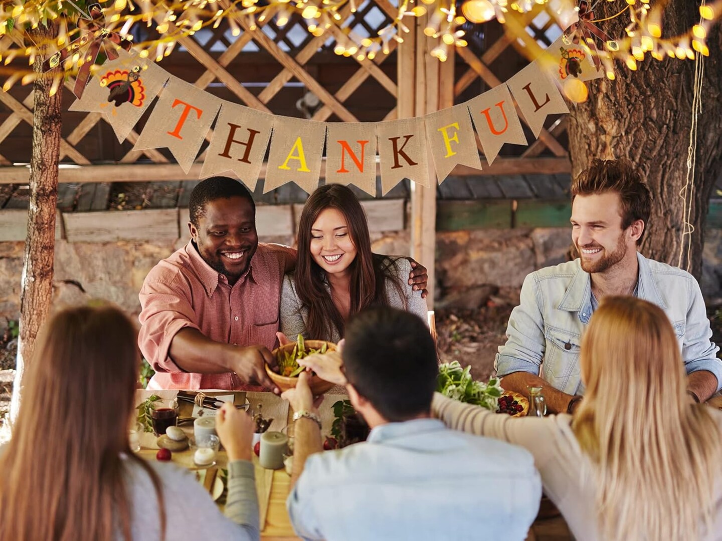 Fall Thanksgiving Burlap Banner (Multicolor)