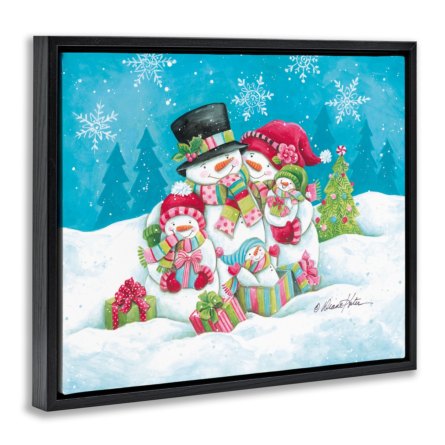 Stupell Industries Festive Snowman Family Scene Floating Frame, design by Diane Kater