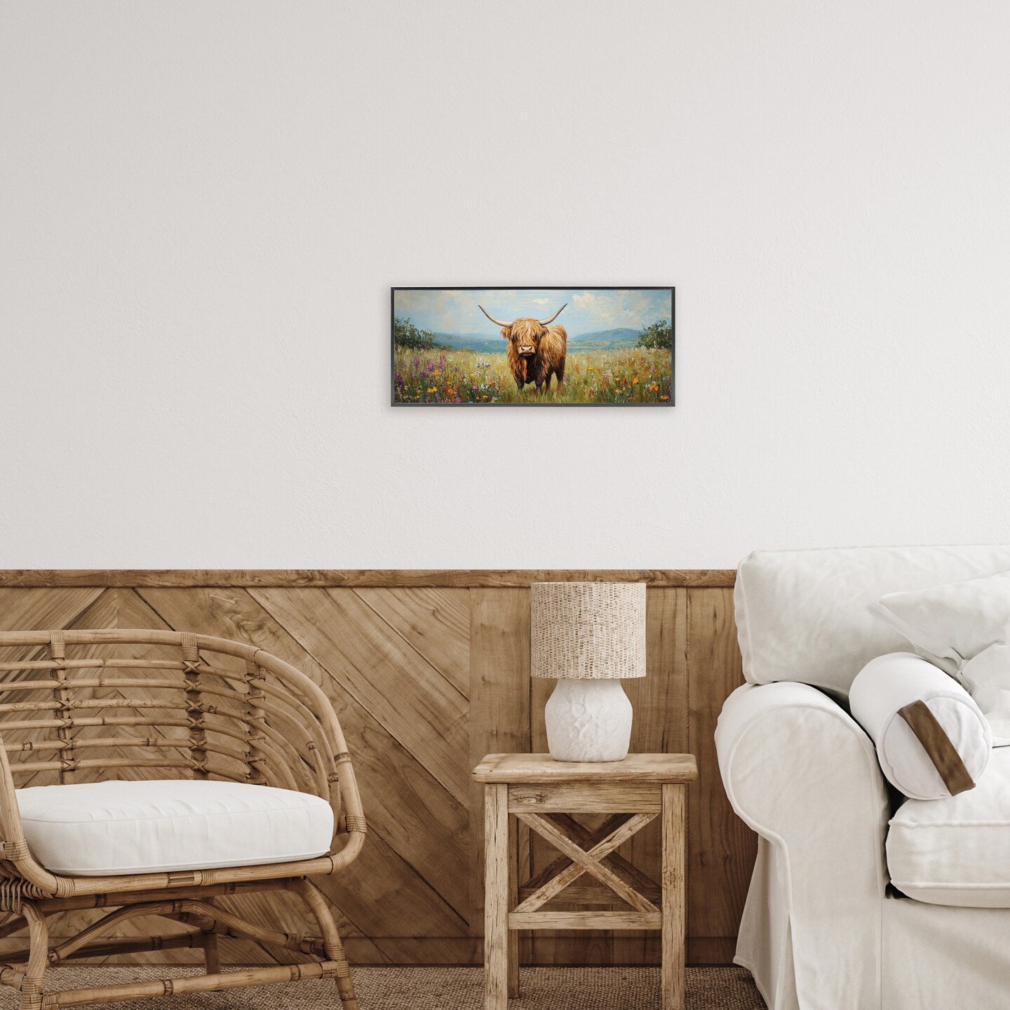 Stupell Industries Shaggy Highland Cow Framed Giclee, design by Petal Prints Design