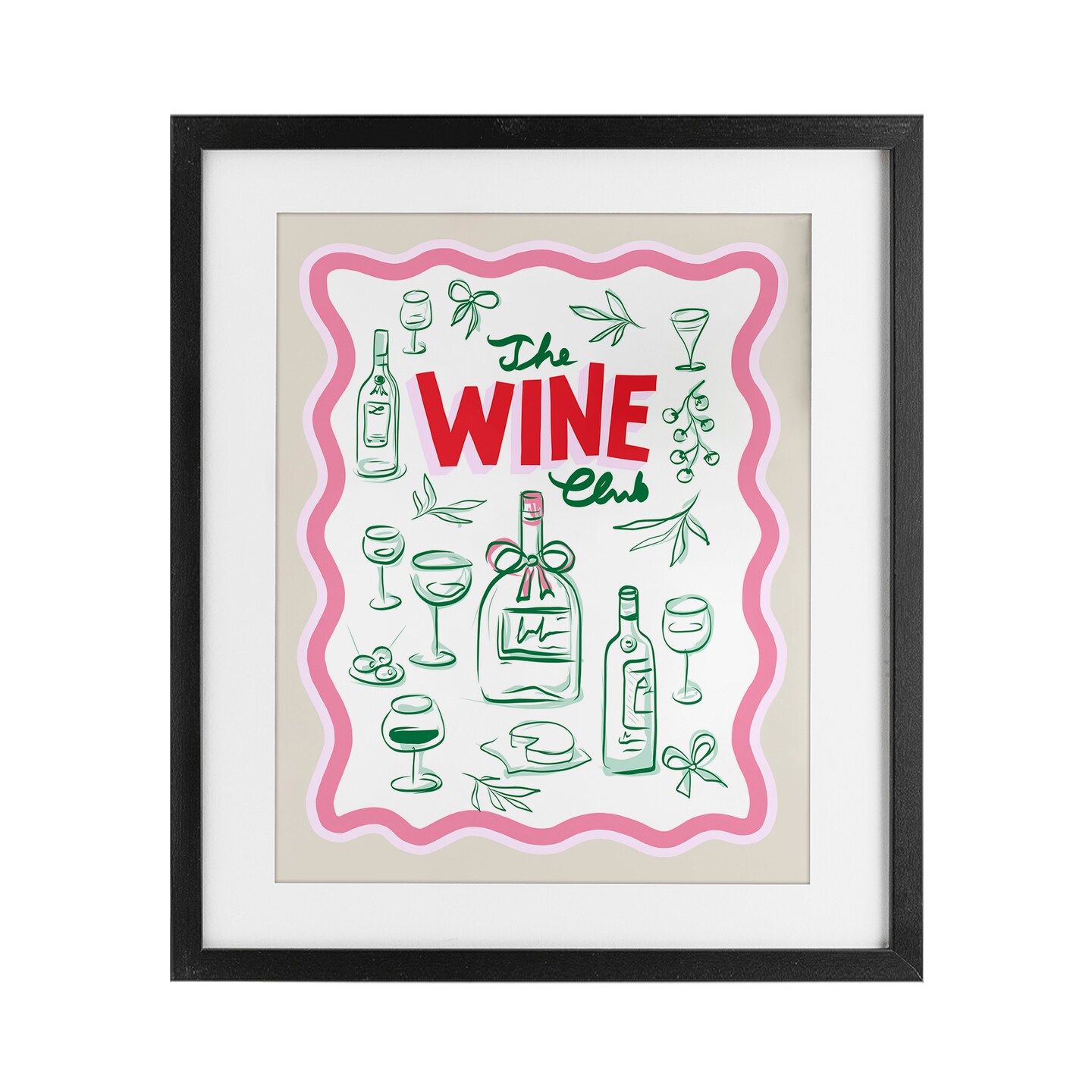 Stupell Industries Wine Club Minimal Glam Framed Print Under Glass, design by Dominique Vari