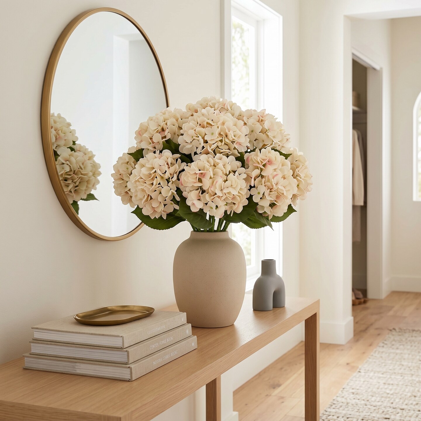 18" Pink Blush Hydrangea Stem with 7" Bloom – Artificial Silk Flower for Wedding, Home & Event Decoration - 3 Pieces