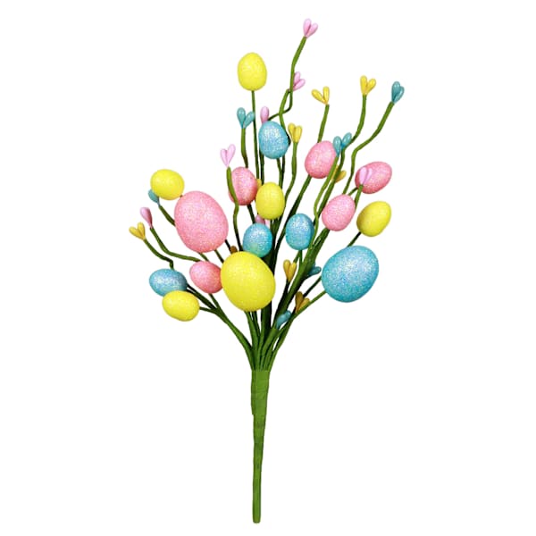 12" Glittery Easter Eggs Stem – Sparkling Spring Floral Accent
