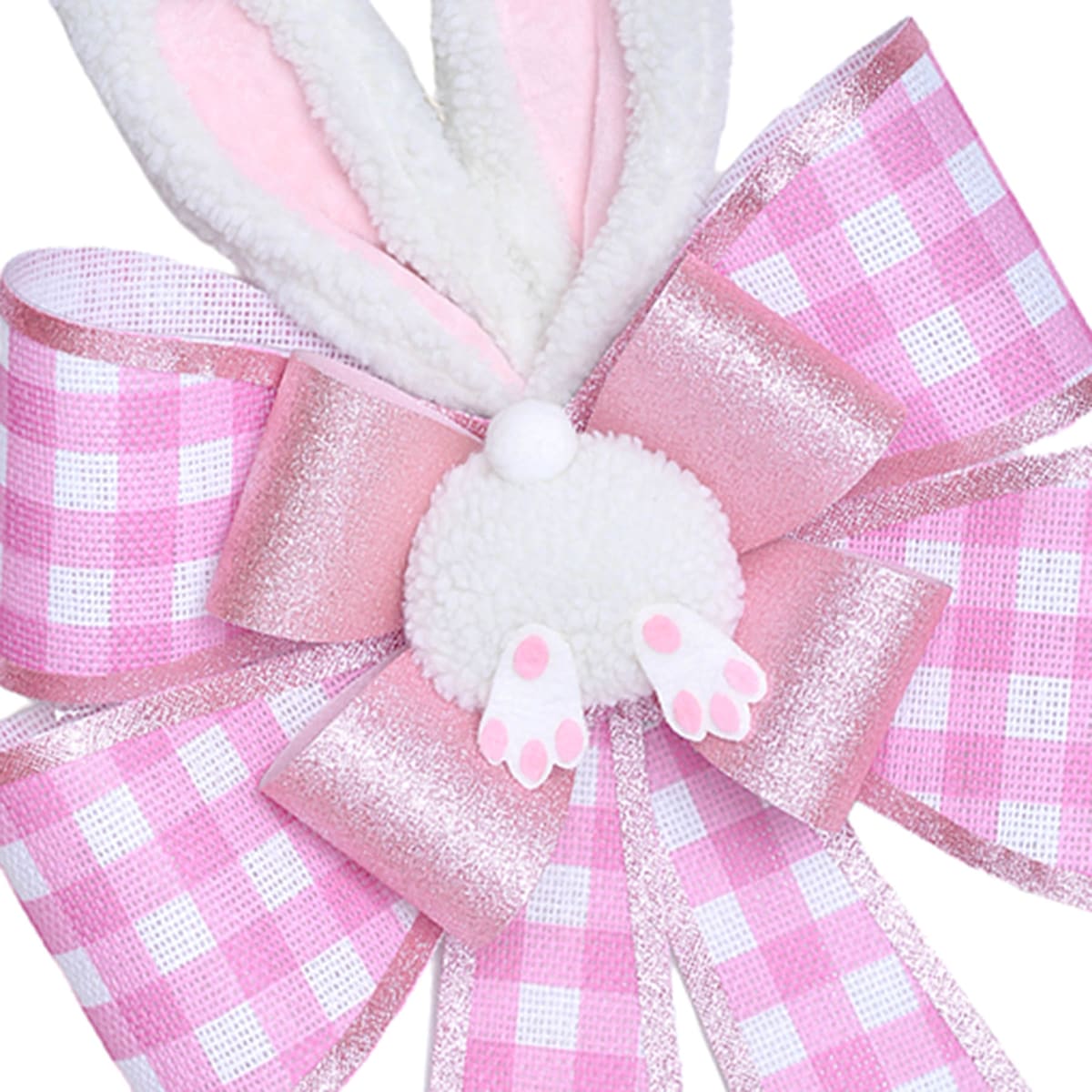 25" Pink Bunny Easter Bow – Pastel Spring & Easter Decorative Accent