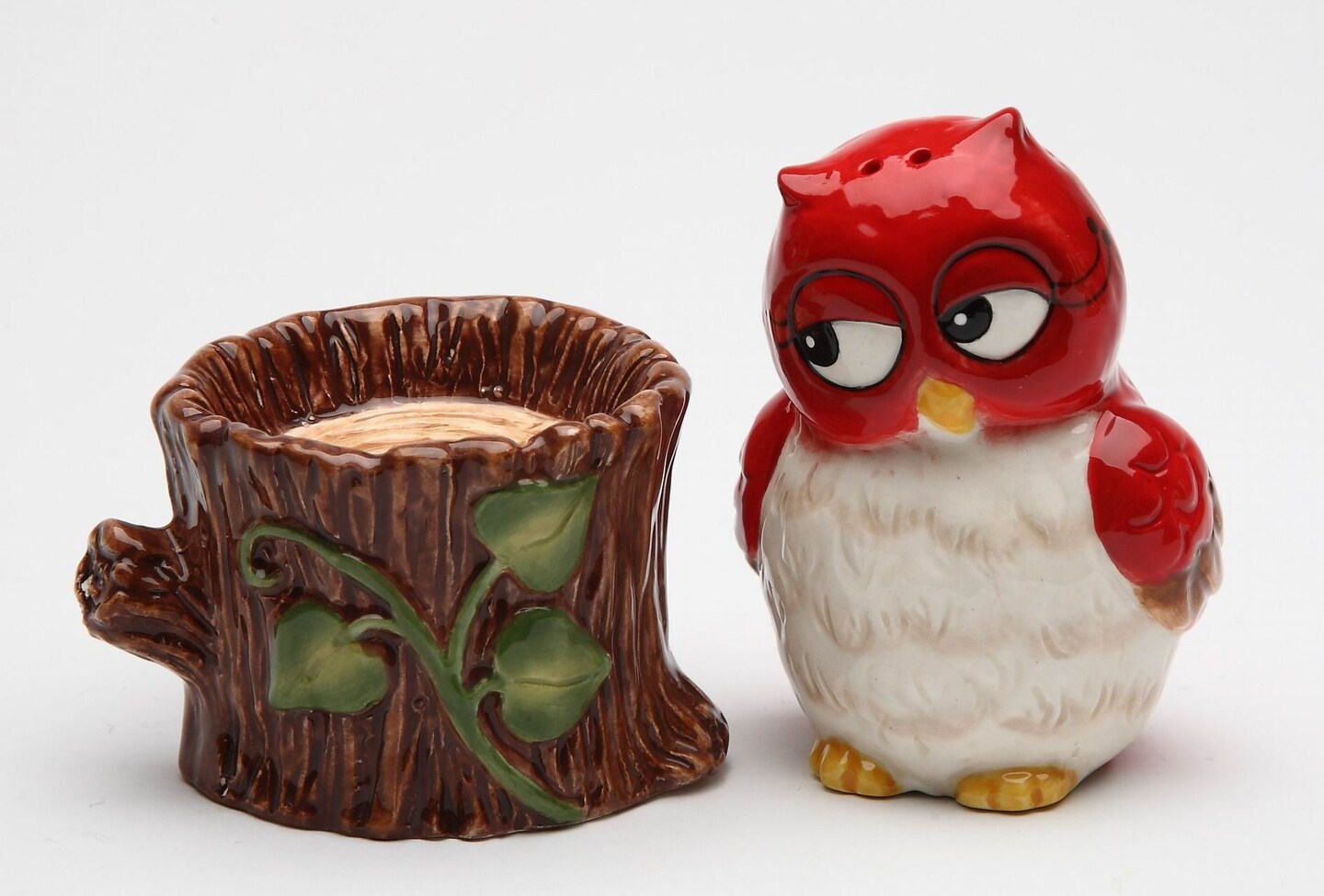 Ceramic Owl On The Tree Stump Salt & Pepper Shakers, Home Décor, Gift for Her, Gift for Mom, Kitchen Décor, Birdwatcher Gift