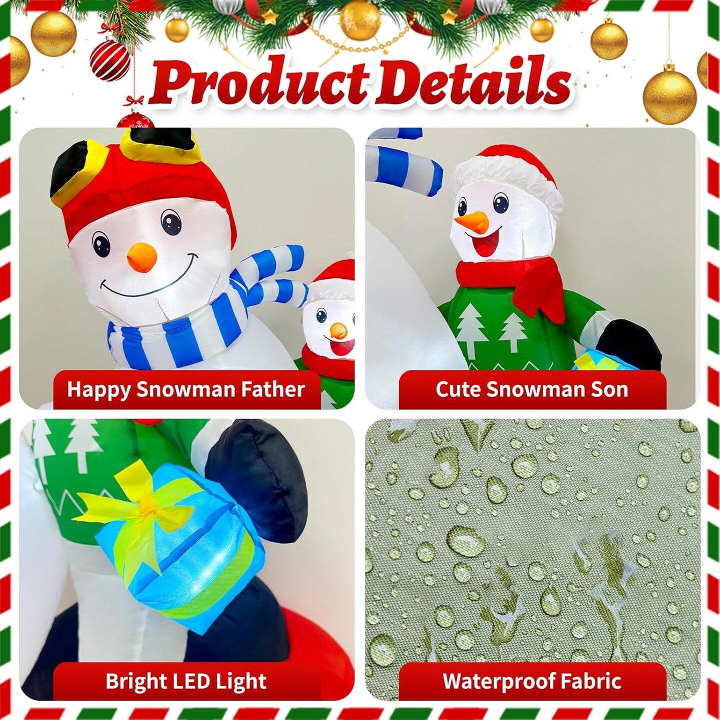 5.7FT Christmas Motorcycle Inflatable Snowman, Blow Up Snowman Father &#x26; Son on Motorcycle with Built-in LED Lights &#x26; Blower, Christmas Inflatable Outdoor Decoration for Yard Xmas Outside Decor