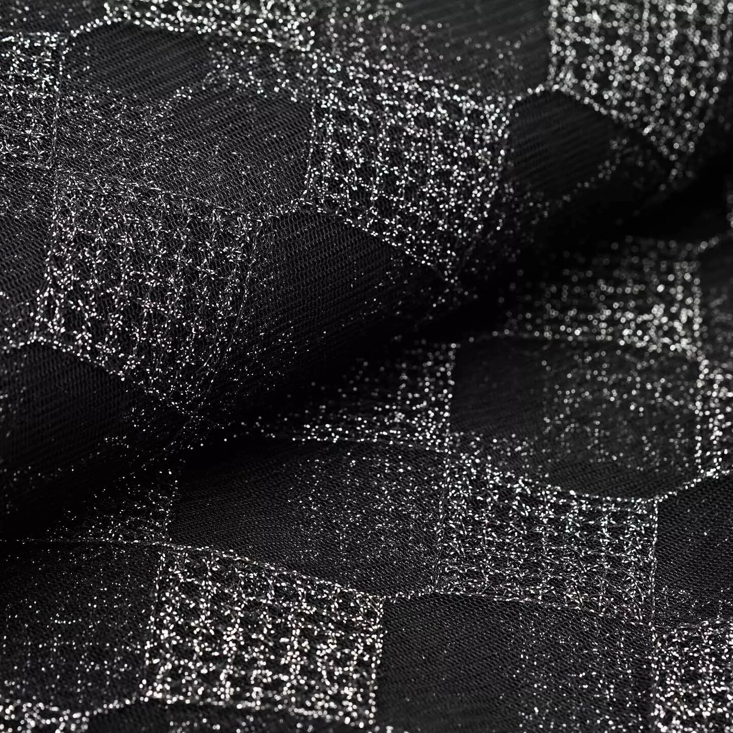 54&#x22; x 4 yards Silver Black Checkered Polyester Fabric Bolt Craft Sewing Wedding