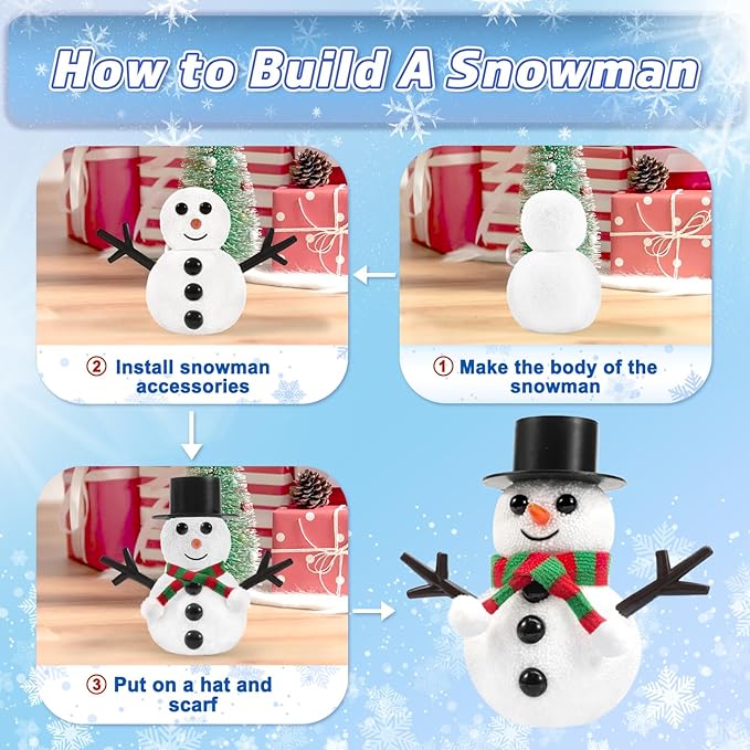 Christmas Crafts for Kids, 9 Pack DIY Build a Snowman Kit for Kids, Christmas Gifts for Kids, Stocking Stuffers for Kids, DIY Air Dry Modeling Clay Snowman, Decor Creative Xmas Crafts Gift