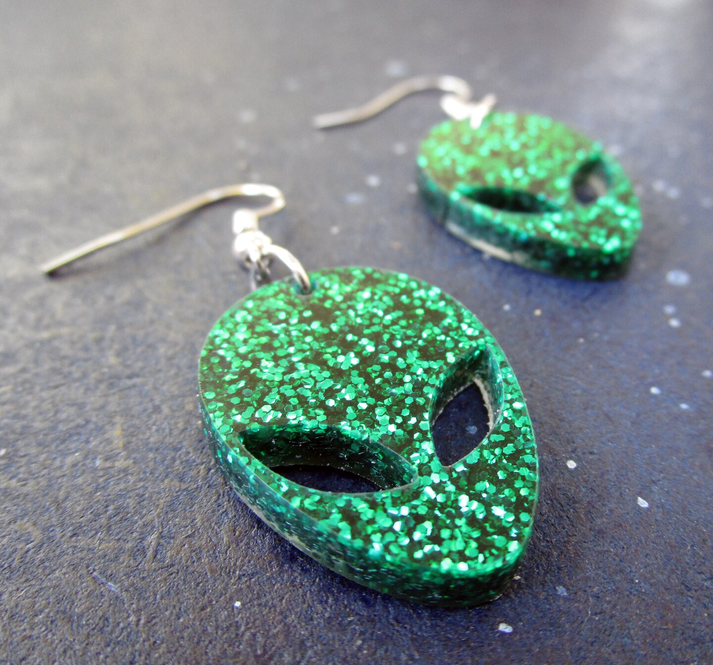 Glitter Green Alien Dangle Earrings, Big Eye Space Aliens Statement Drop  Earrings, Rave Club Jewelry MakerPlace by Michaels