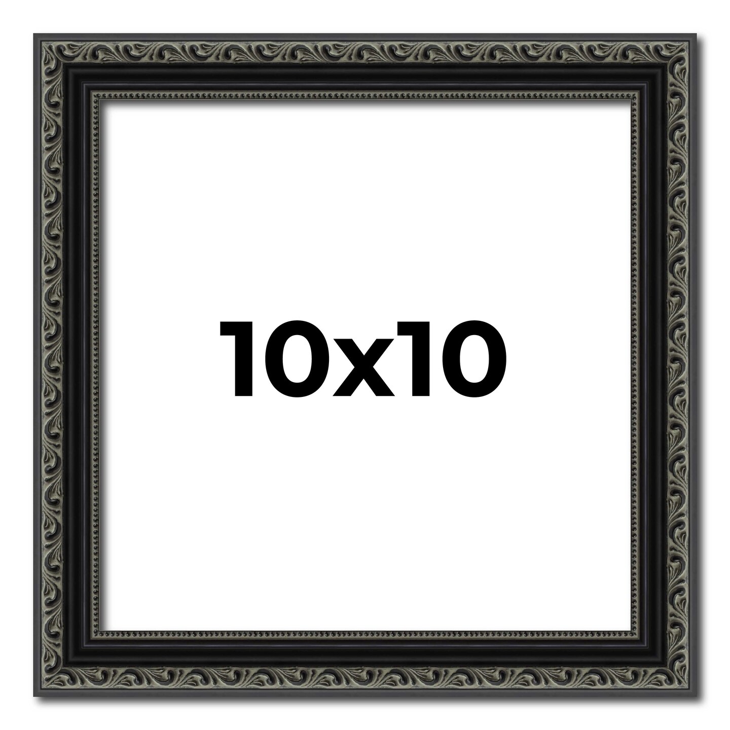 Square Antique Black Picture Frame - UV Acrylic, Foam Board Backing, Hanging Hardware