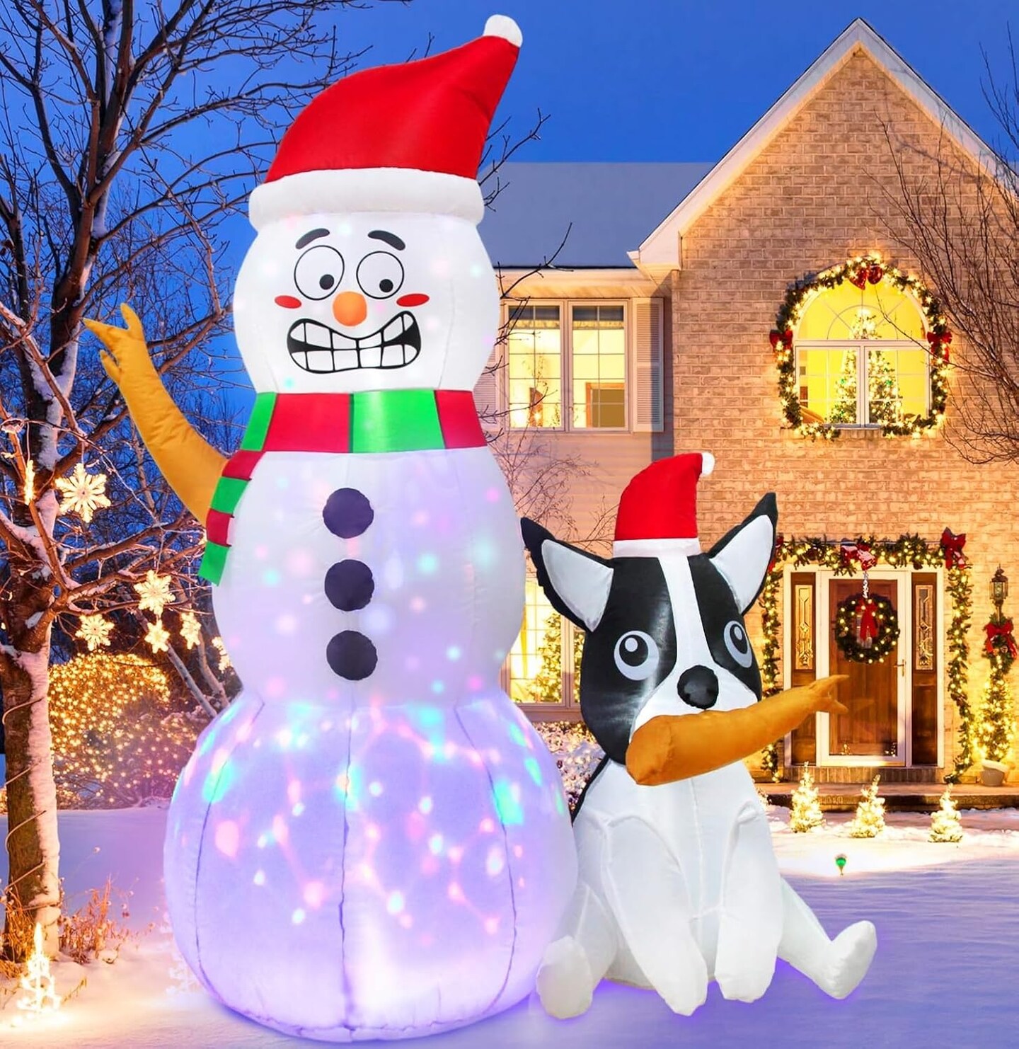 6 Foot Blow Up discount Snowman with Rotating LED Lights