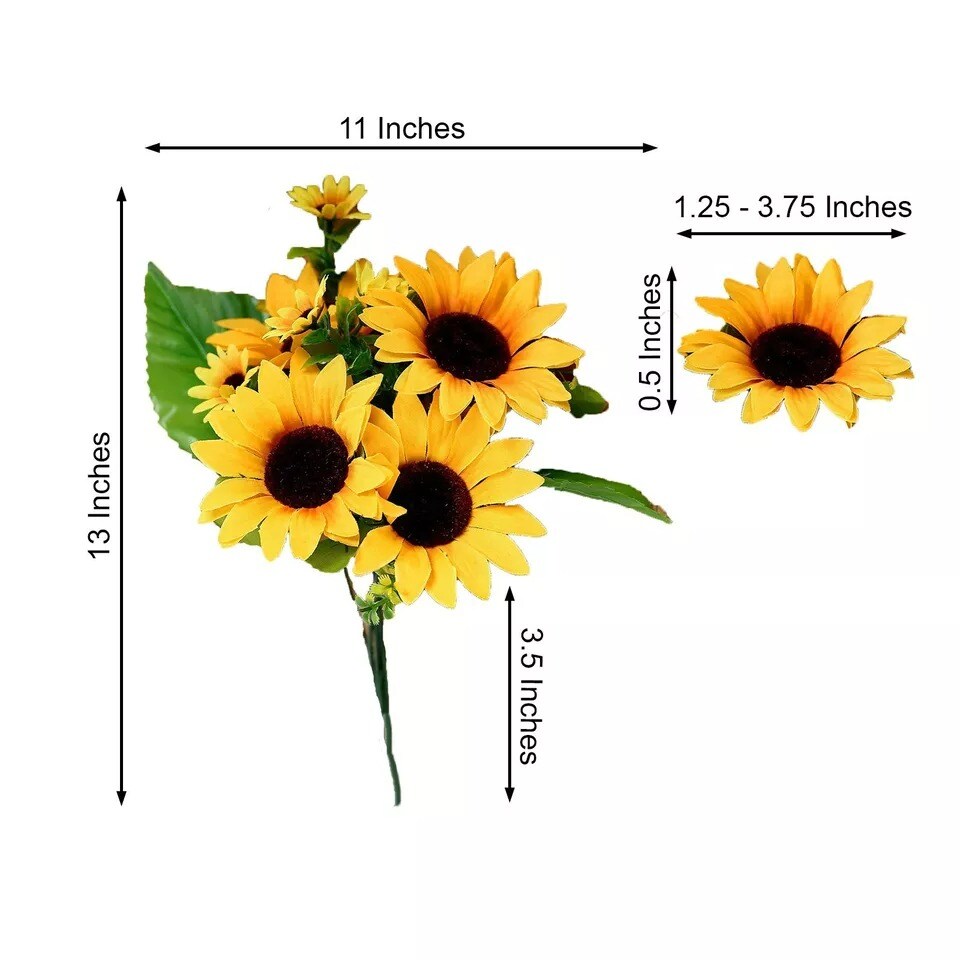 2 Yellow 13" tall Faux Silk Sunflower Bouquets Wedding Party Events Decorations