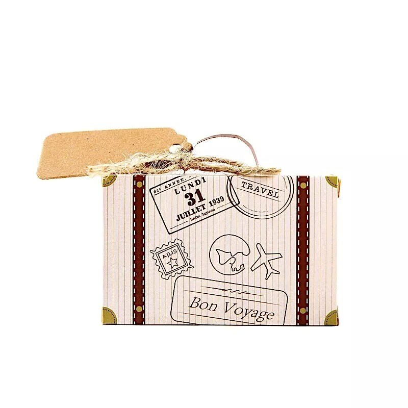 24 Light Brown Mini Suitcase Design Favor Boxes with Tags Party Events Supplies