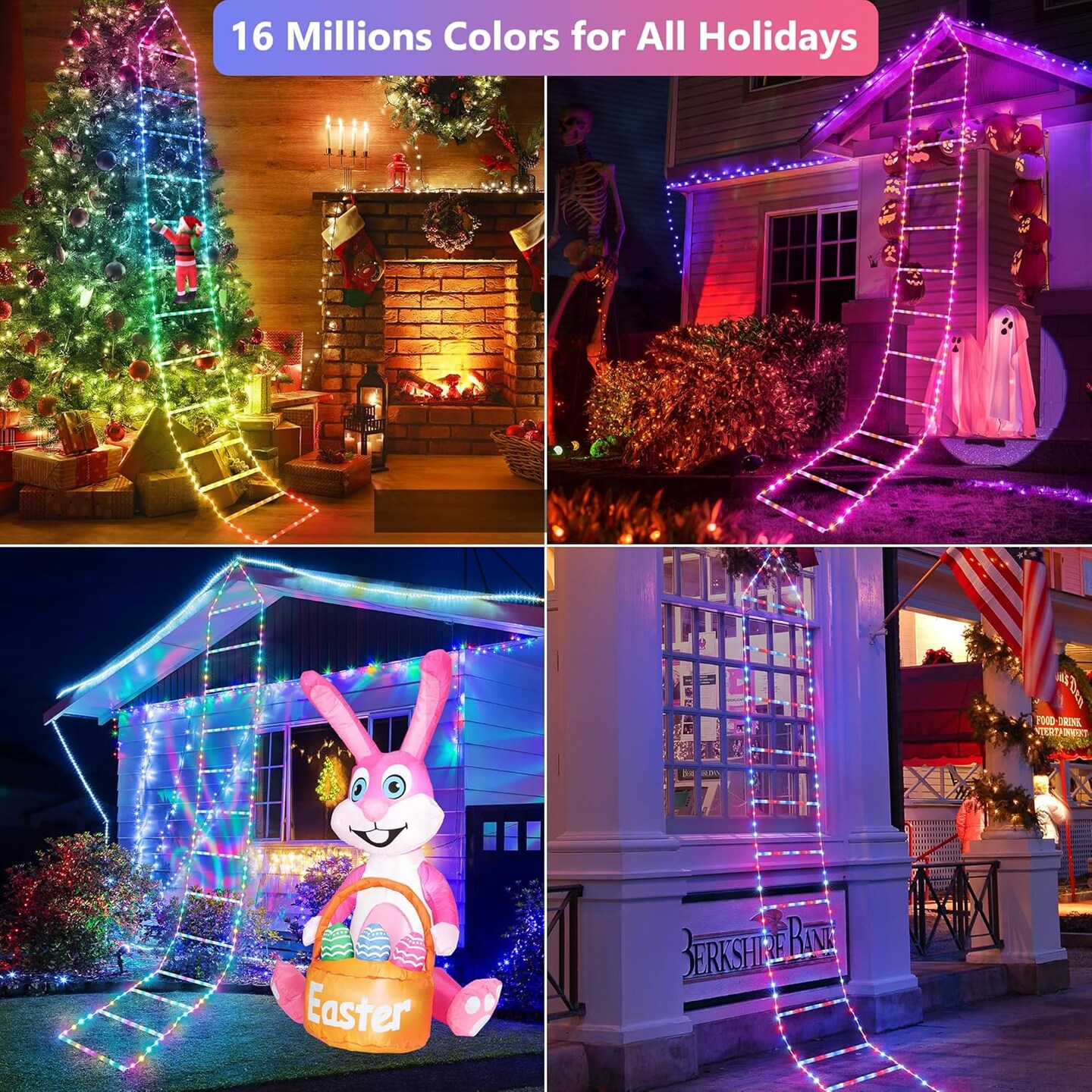 Christmas Decorations Lights, 10ft Smart RGB Christmas Decorative Lights with Santa Claus, Bluetooth &#x26; App Controlled Ladder Lights - Music Sync Color Changing Xmas Lights for Indoor Outdoor