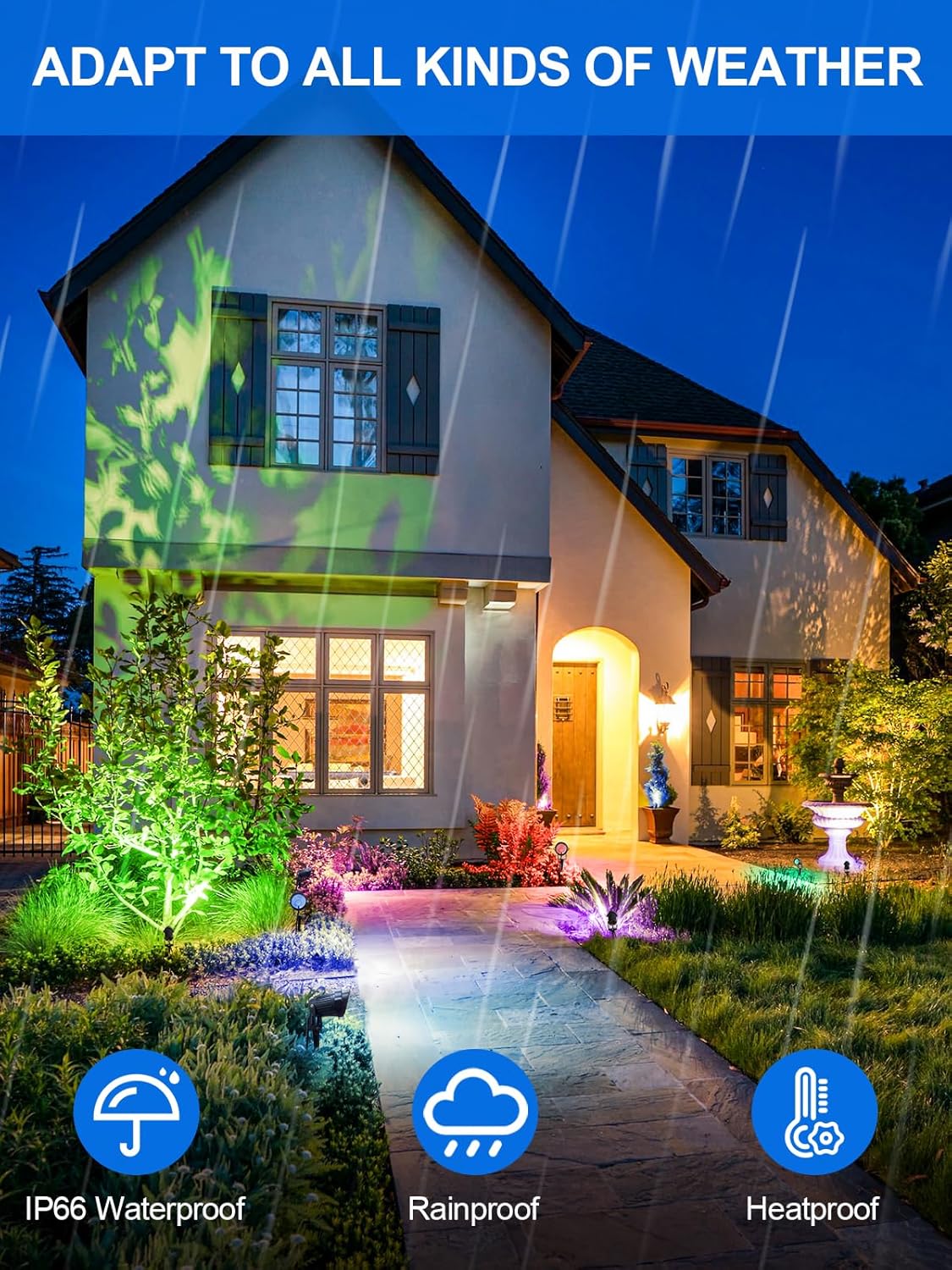 Christmas RGBW Outdoor Spotlights for Yard,10W Color Changing Landscape Lights with Remote Control 120V LED Landscape Lighting Waterproof Spotlight with Plug Tree Garden Path Decoration (4Pack)