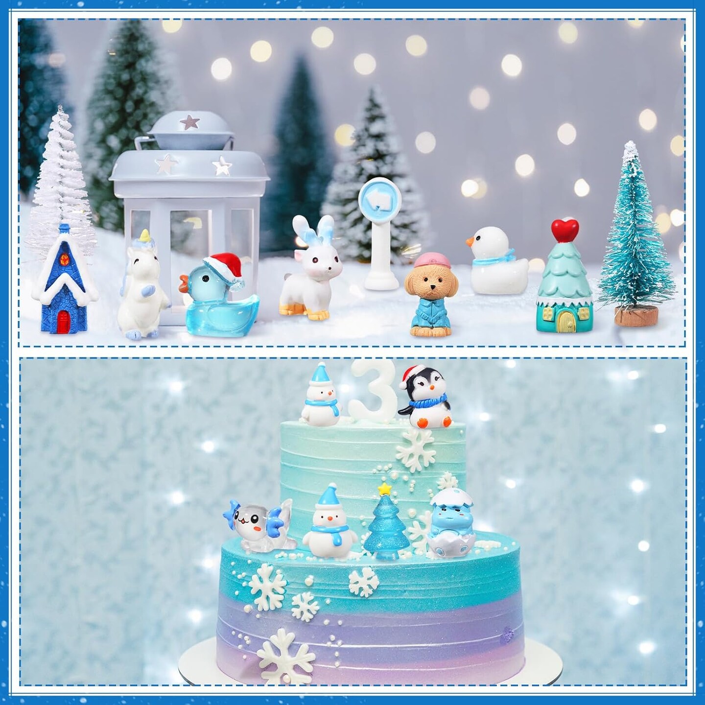 44 Pcs Mini Resin Figures Set Miniatures Figures Tiny Decor for Garden Fairy Accessories for Bonsai Terrarium Party Decoration(Snowman)