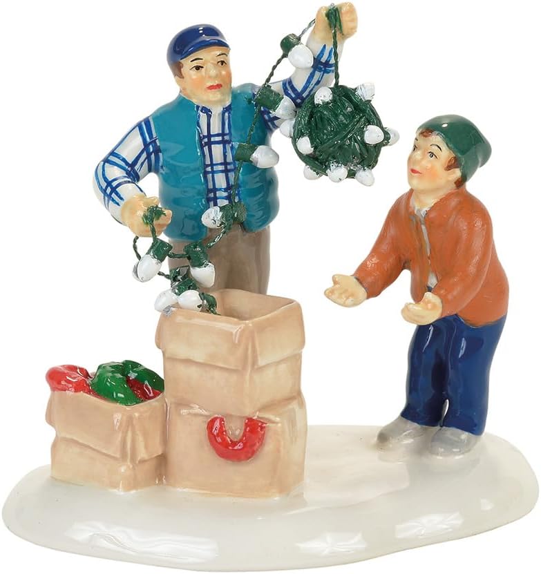 Snow Christmas Vacation Clark and Rusty Figurine Village Accessory, Multicolored