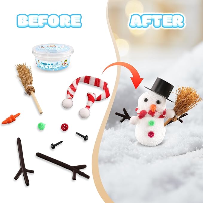 12 Pack DIY Snowman Kit, Christmas Crafts for Kids, Modeling Air Dry Clay Craft Kits for Kids, DIY Christmas Ornaments Kits, Christmas Party Favors Stocking Stuffers for Kids, Christmas Gifts