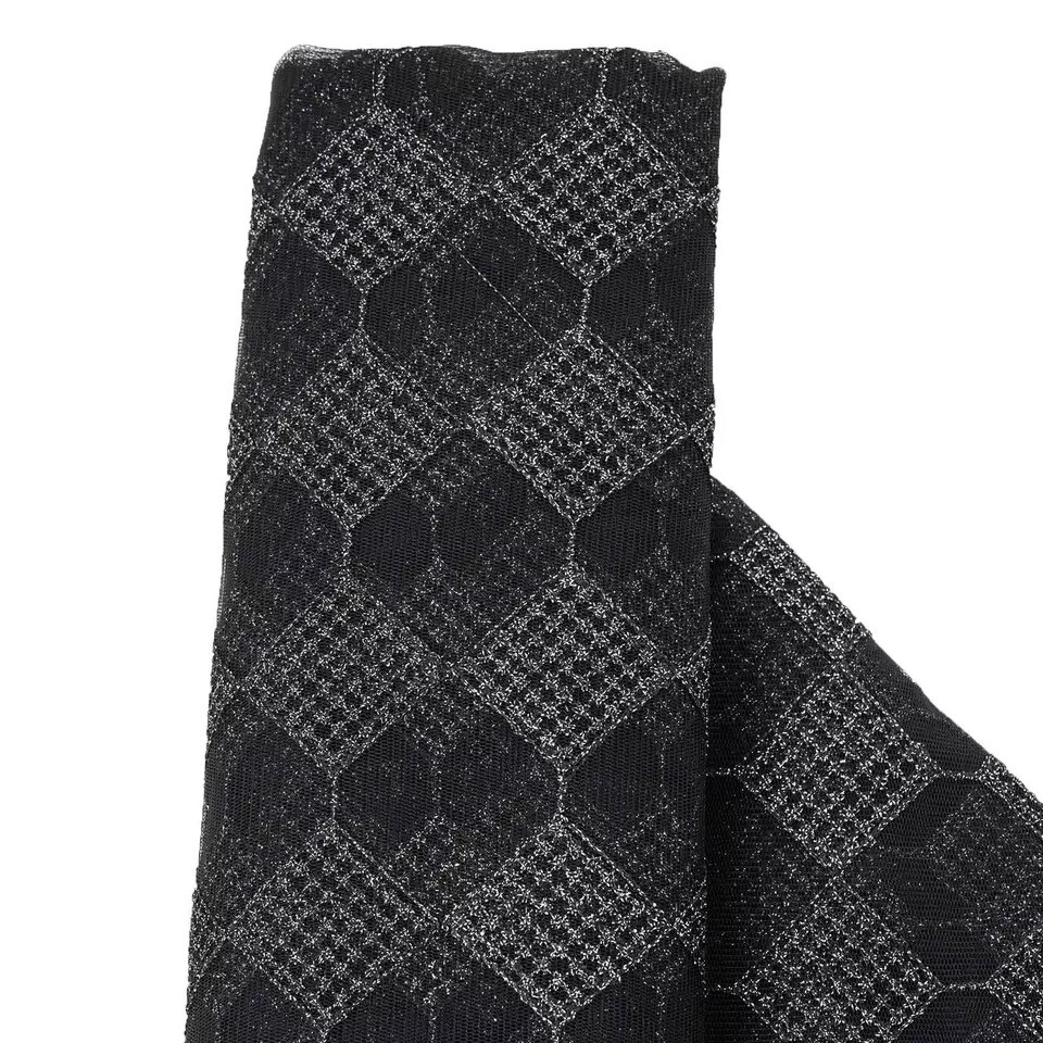 54&#x22; x 4 yards Silver Black Checkered Polyester Fabric Bolt Craft Sewing Wedding