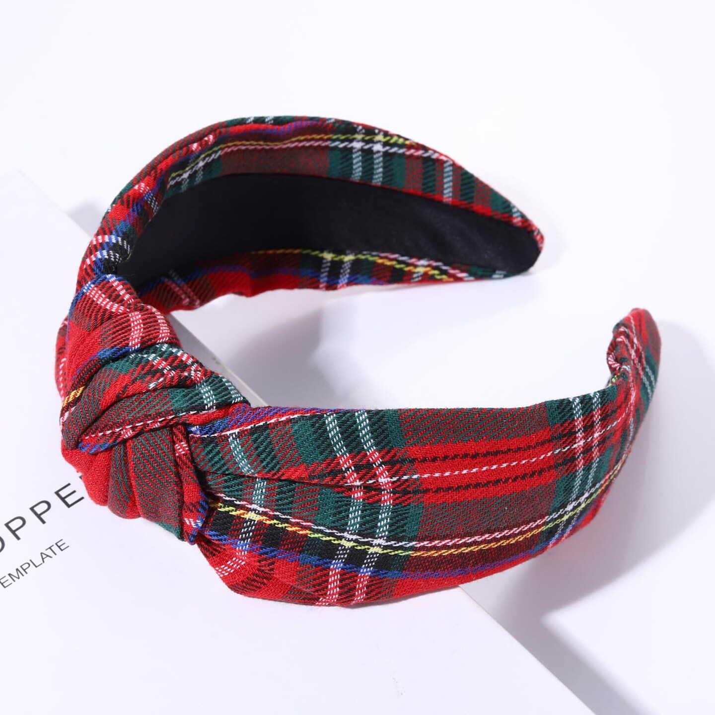 Christmas Headbands for Women Red Plaid Knotted Headband Wide Hairband Christmas Holiday Party Headband Hair Accessories Gifts for Girls