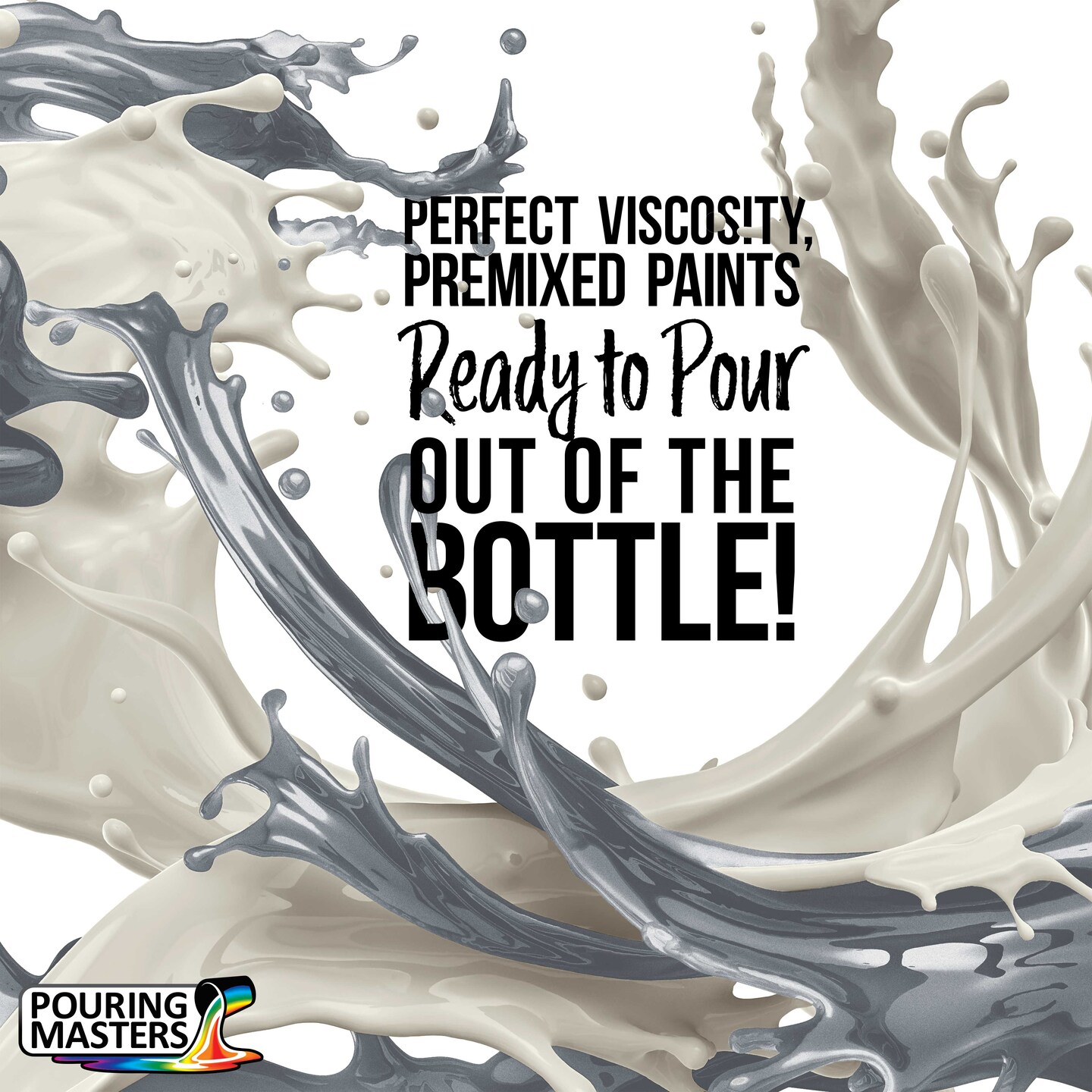 Pouring Masters Silver Dollar Metallic Ready to Pour Acrylic Pouring Paint - Premium 32-Ounce Pre-Mixed Fluid Acrylic Paint - Fluid Art Supplies for Canvas, Wood, Paper, Tile & Rocks