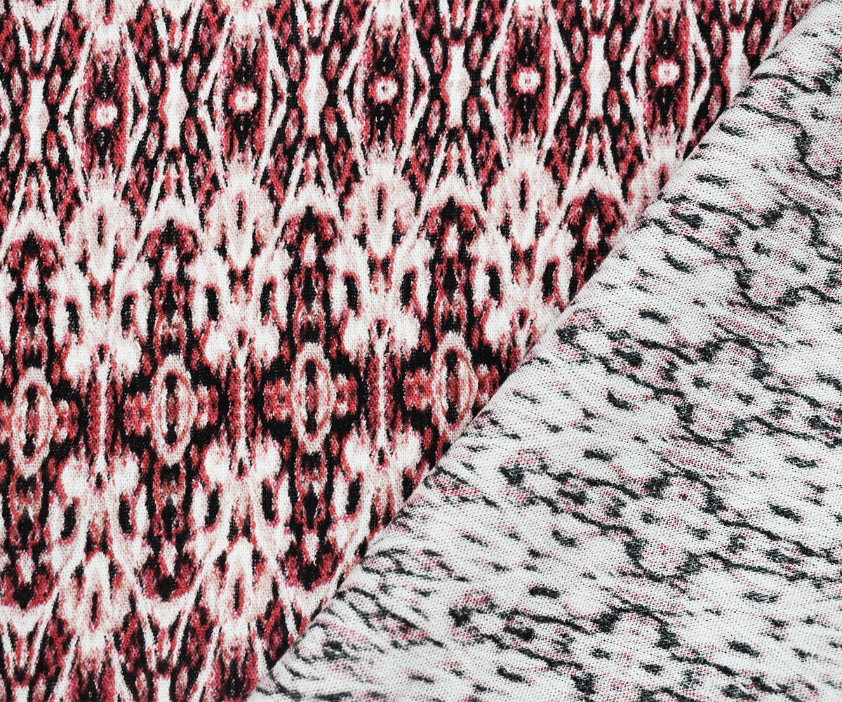 Red-Black-Multi Cotton Aztec Printed Gauze Woven Fabric By the Yard