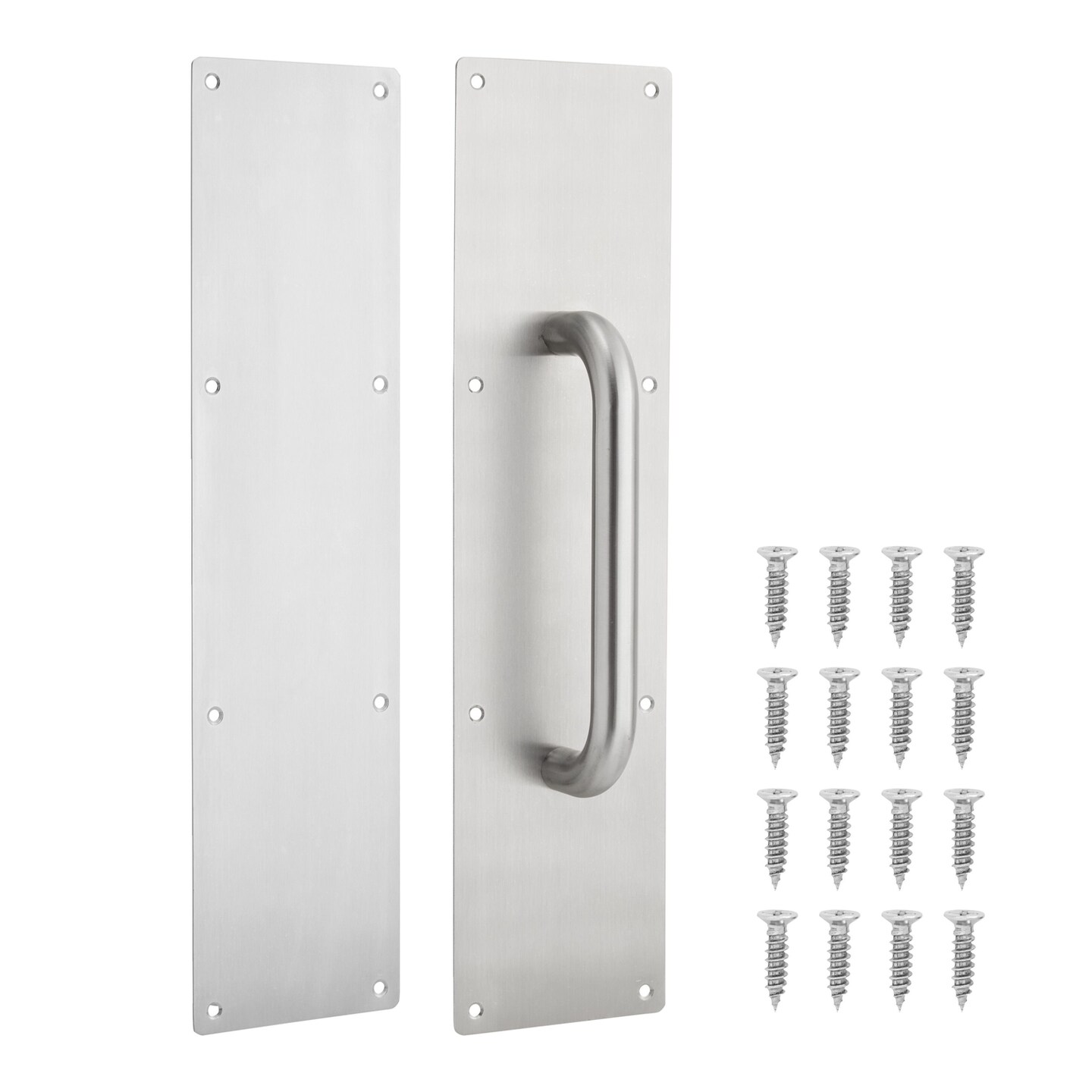 Stainless Steel Door Push Plate and Pull Handle Set with Screws, Home Office Supplies, 15.75&#x22;L x 3.8&#x22;W
