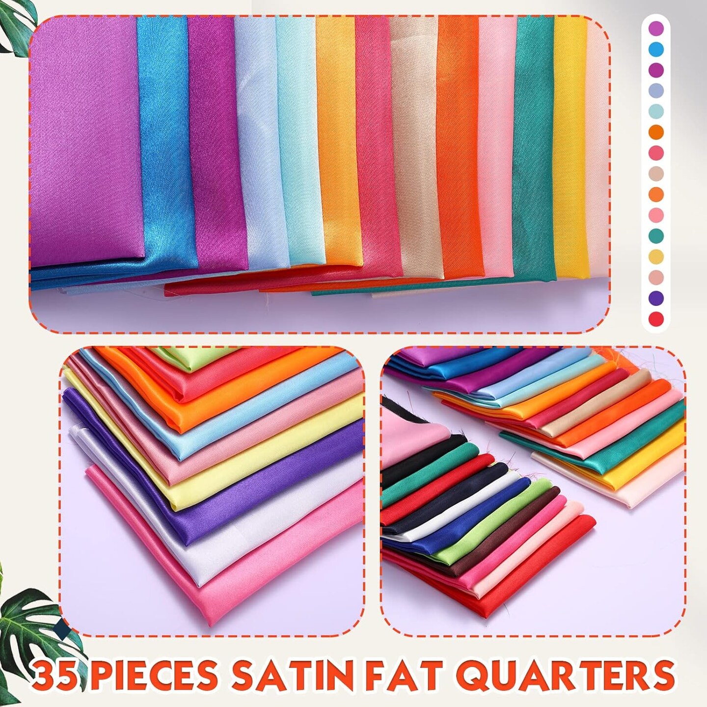35 Pcs Satin Fat Quarter Patchwork Quilting Fabric(Multicolor)