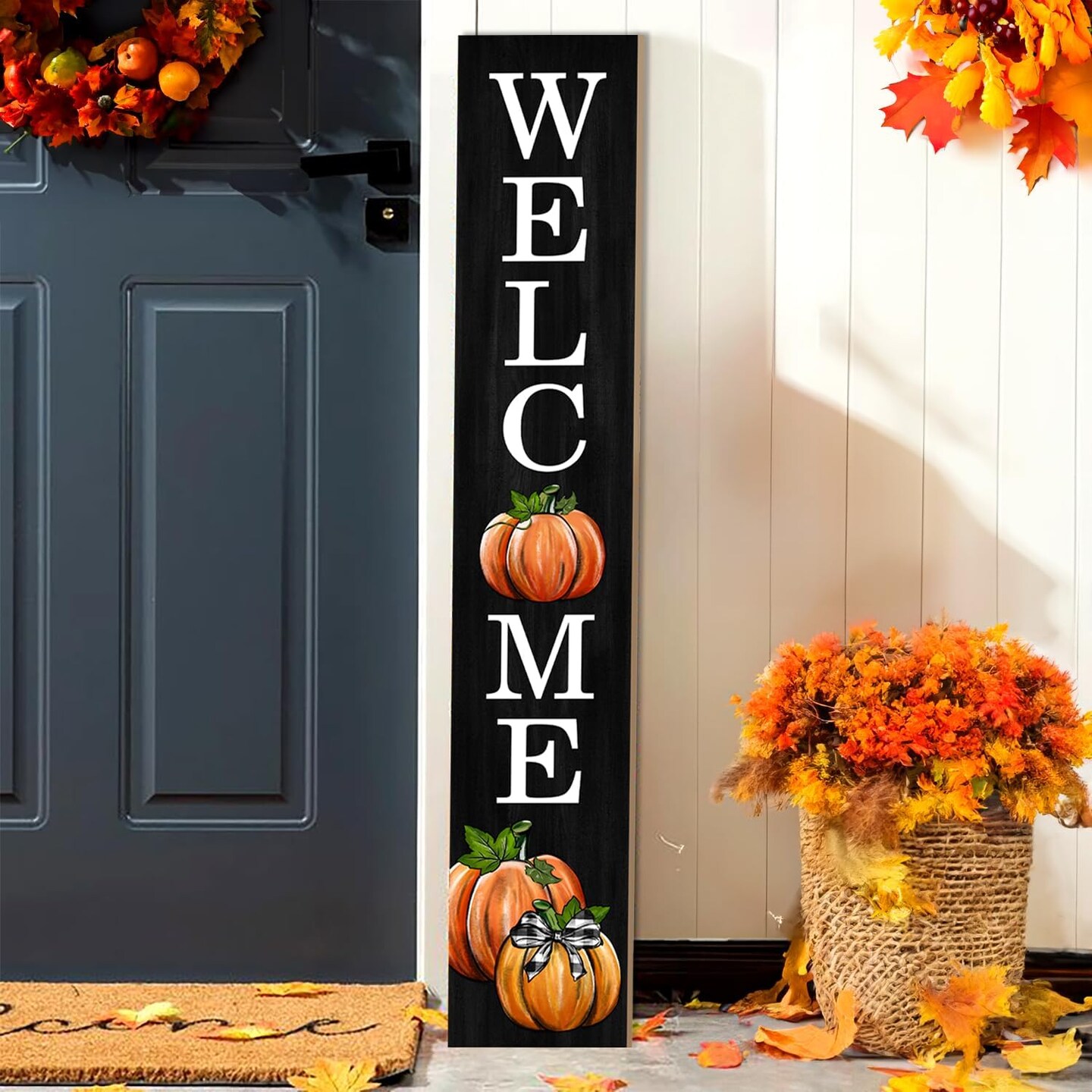 Fall Wooden Porch Sign 47&#x22;(Black and yellow)