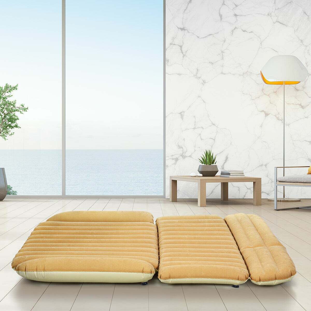 Camel Portable SUV Inflatable Air Mattress with Flocking Surface and 12V Pump Included